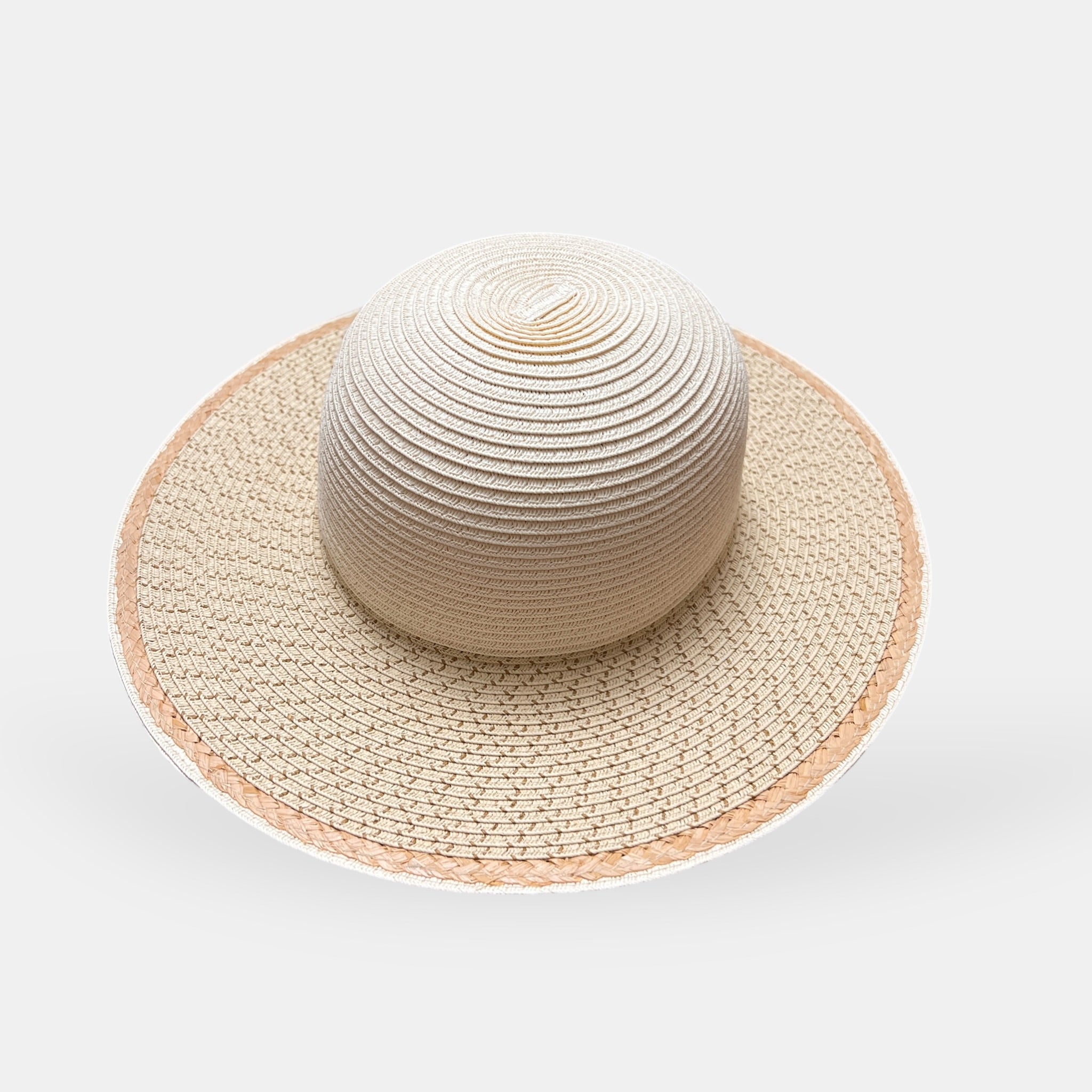 Cappello Estivo Ala Larga In Papier Intrecciato Bicolor