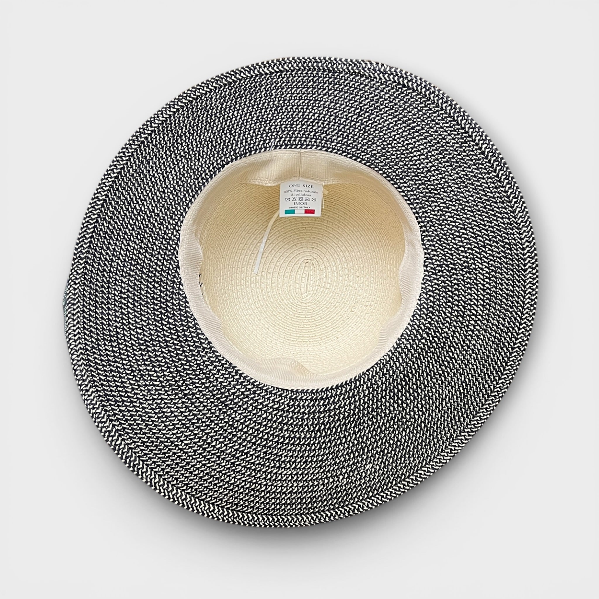 Cappello Da Donna Estivo Ala Larga in Paglia Naturale Papier Bicolor Nastro  Nero - Cappelleria Bacca