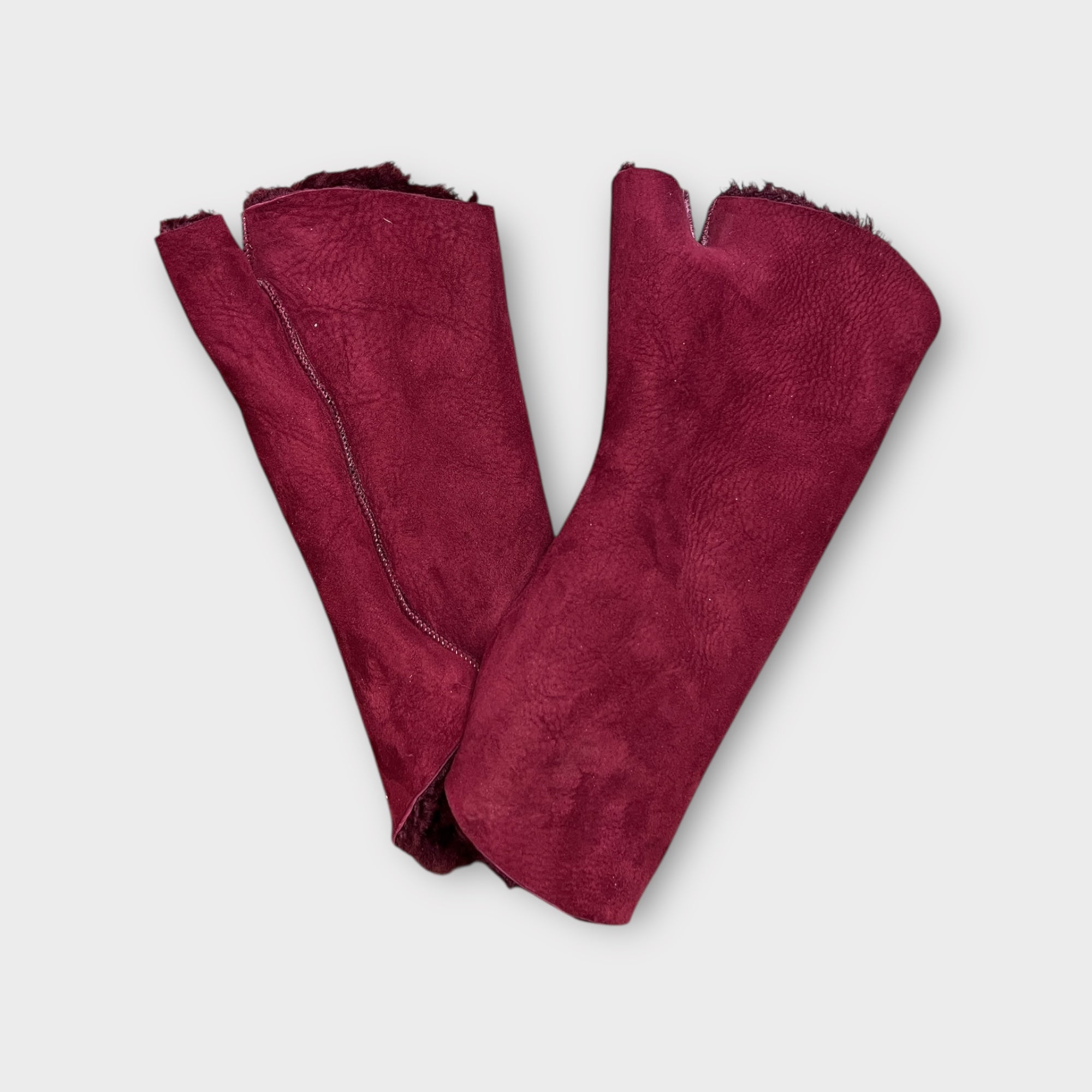 Guanti Senza Dita In Pelle e Pelliccia Di Montone