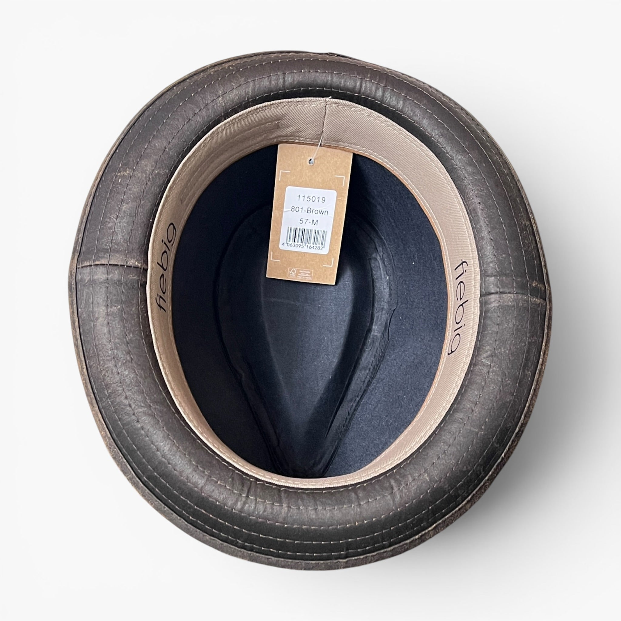 Cappello Player Trilby In Cotone Spalmato Effetto Vintage Marrone