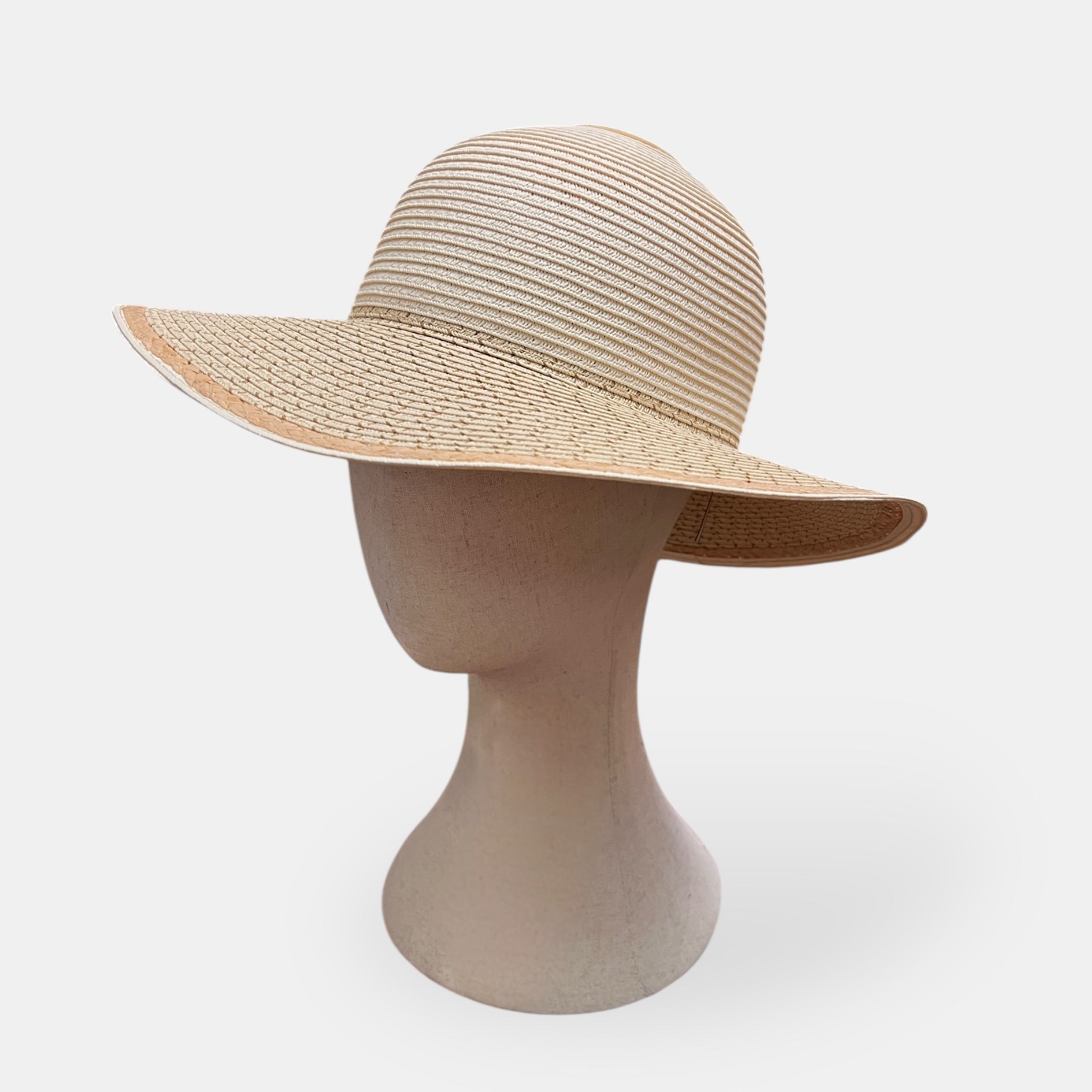 Cappello Estivo Ala Larga In Papier Intrecciato Bicolor - Cappelleria Bacca