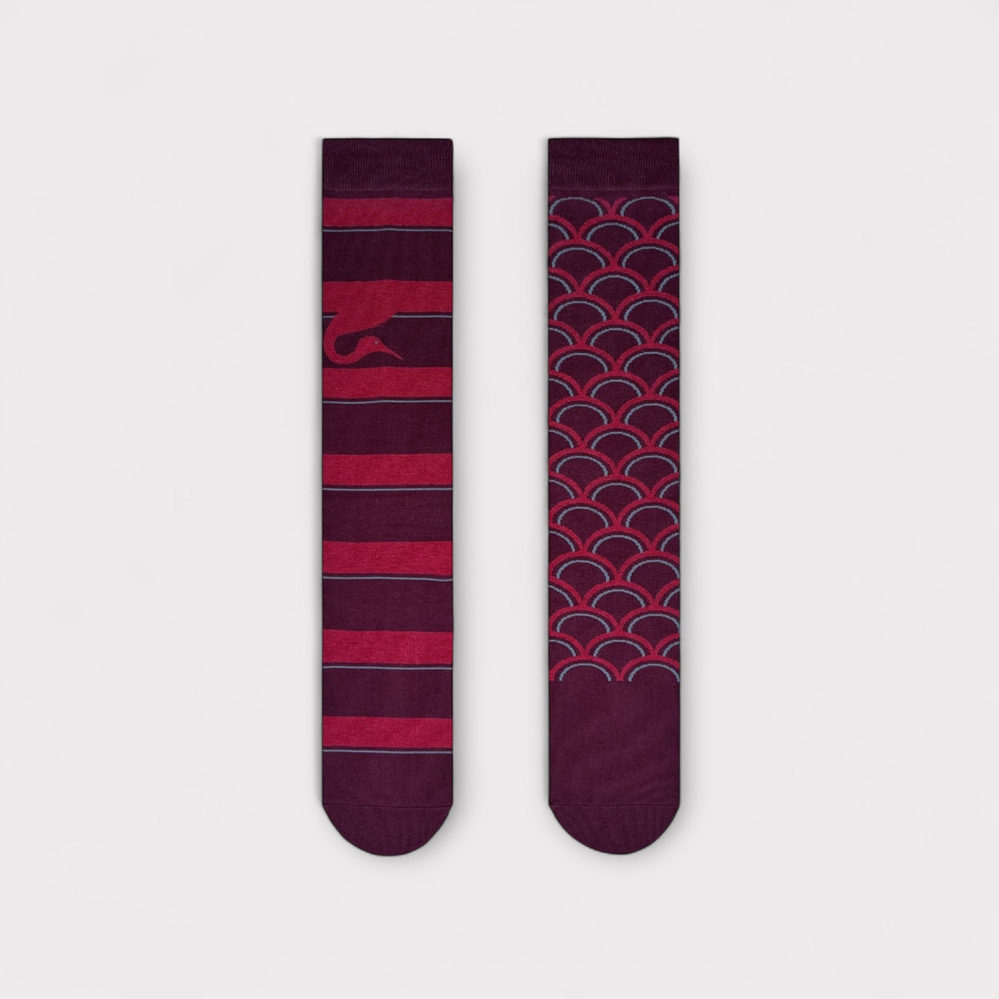 Calzini Spaiati Lunghi In Cotone Burgundy Crane