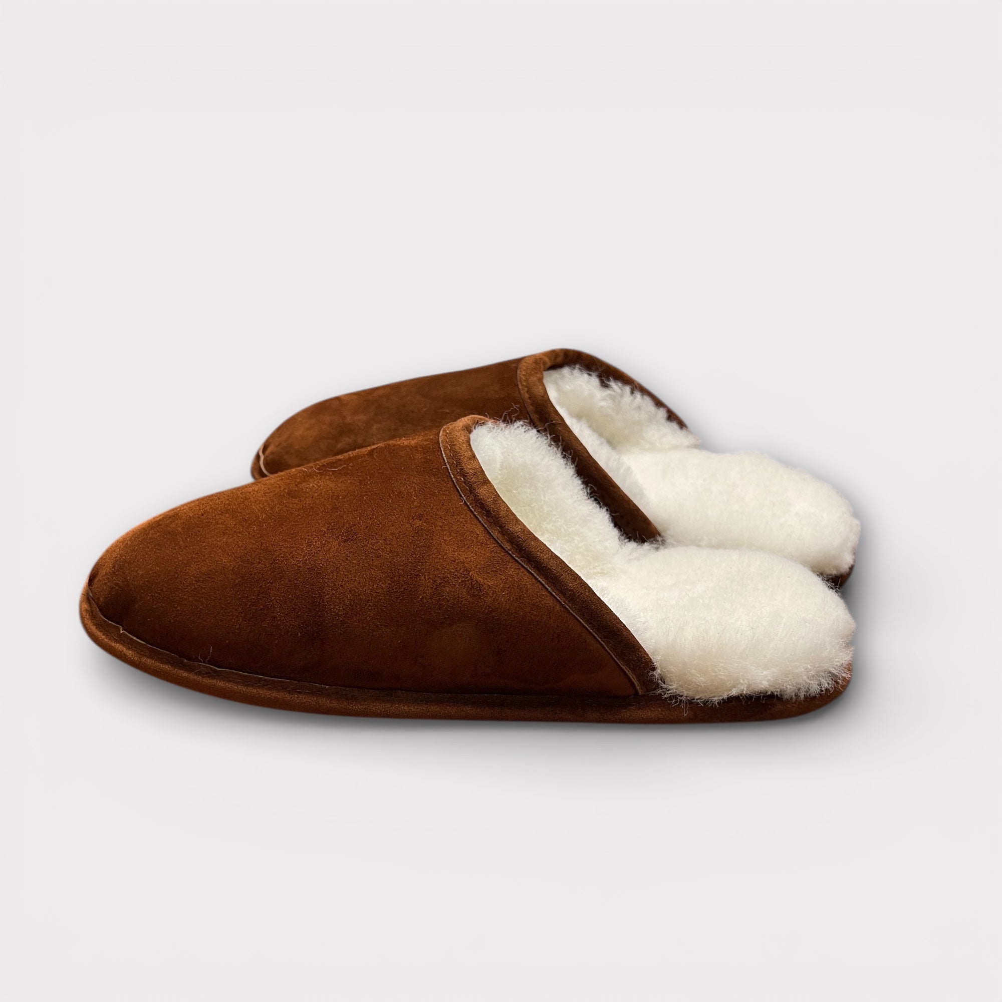 Slippers Sabot Unisex Aperte Scamosciate Con Interno In Pura Lana