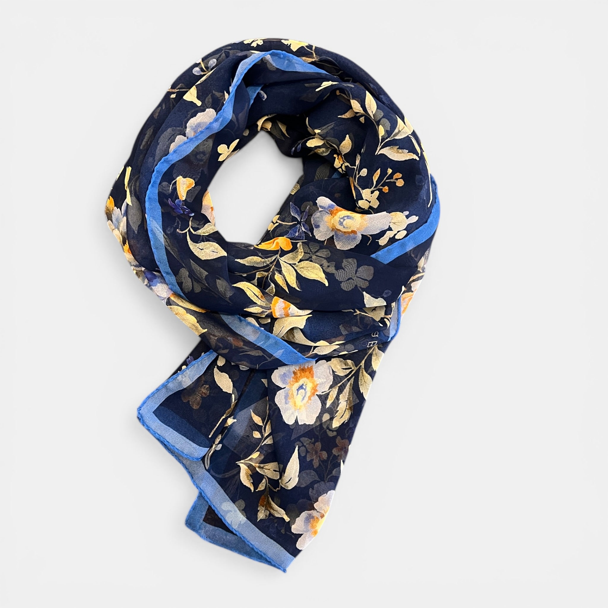 Sciarpa in Pura Seta Georgette Motivo Floreale 45x160 cm