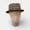Cappello Pork Pie in Cotone Spalmato effetto Vintage Marrone - Cappelleria Bacca