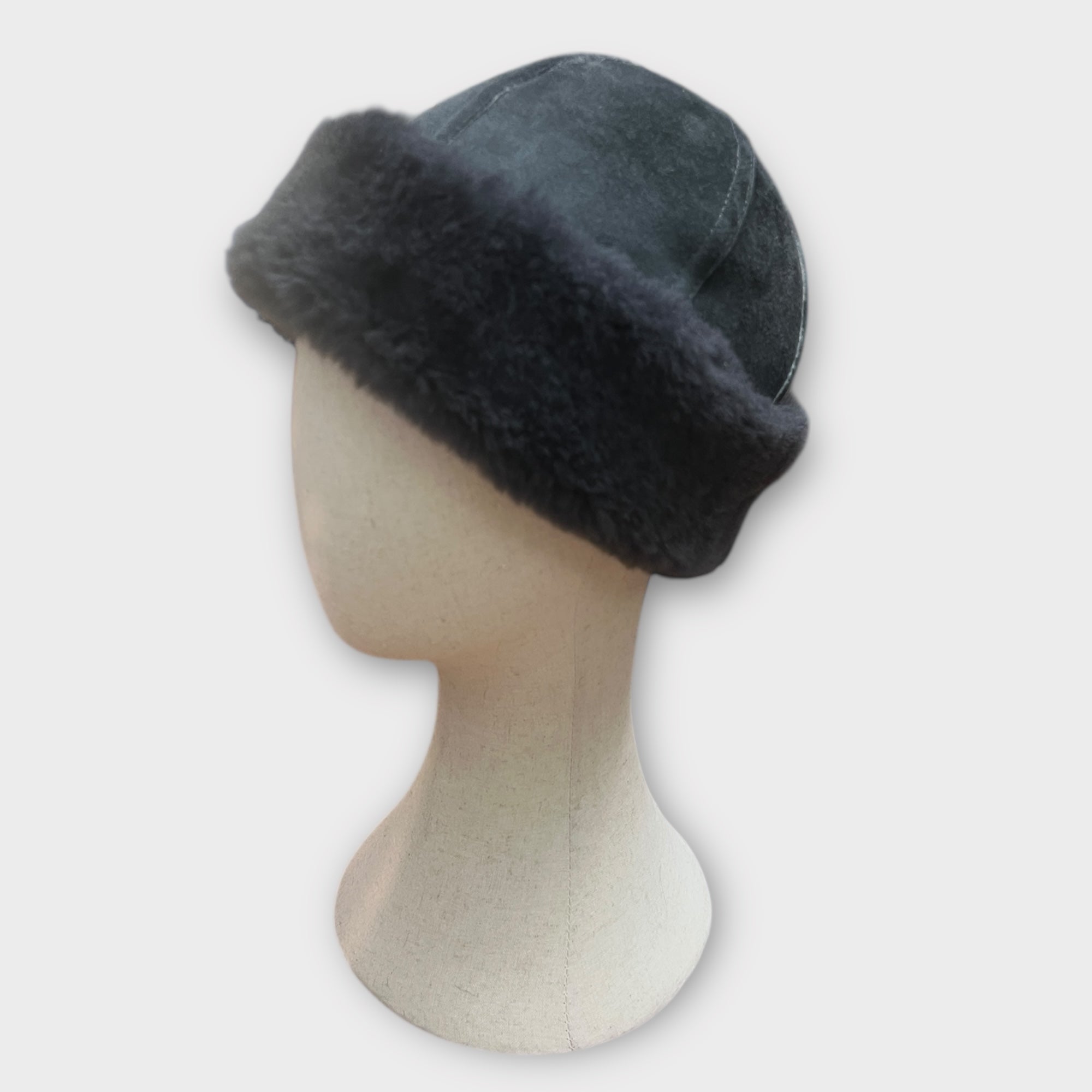 Berretto In Pelle E Pelliccia di Montone