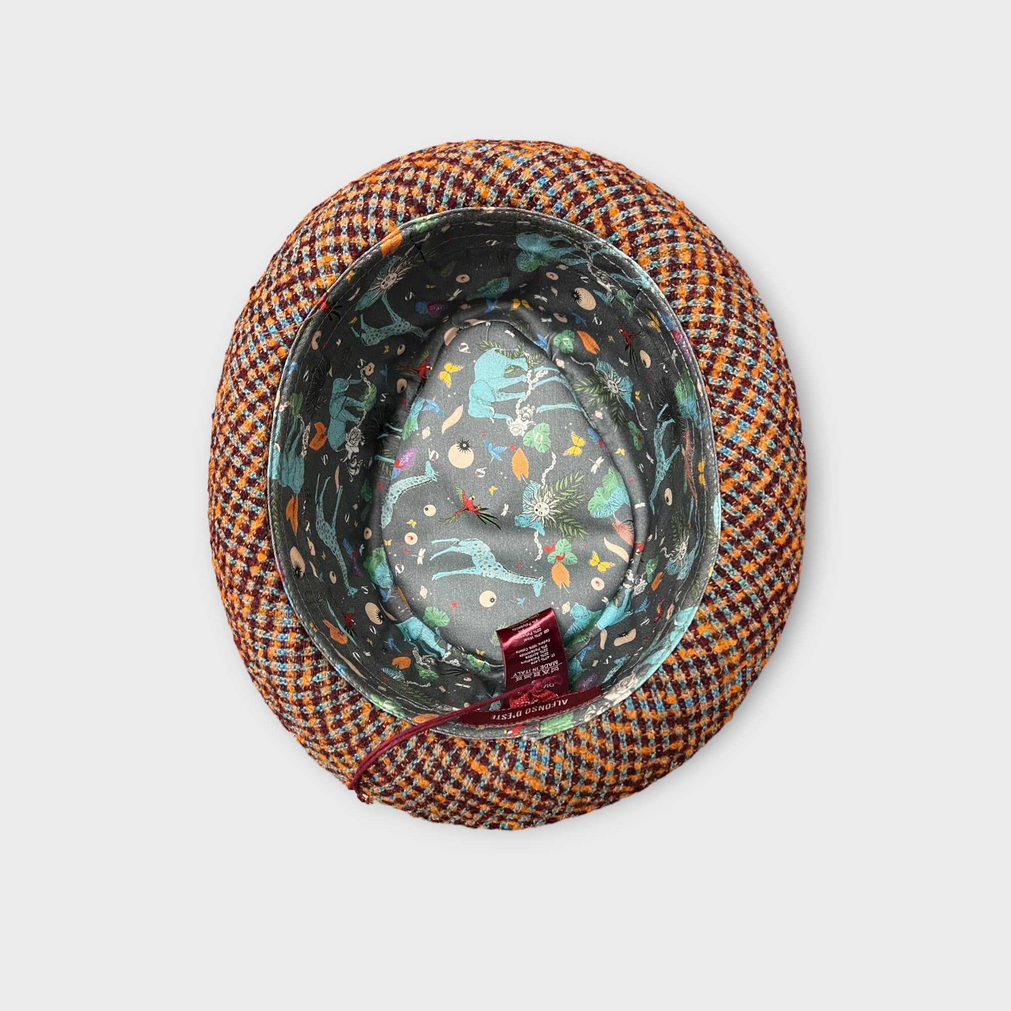 Cappello Pork Pie Diamante In Tessuto di Lana Alfonso D'Este