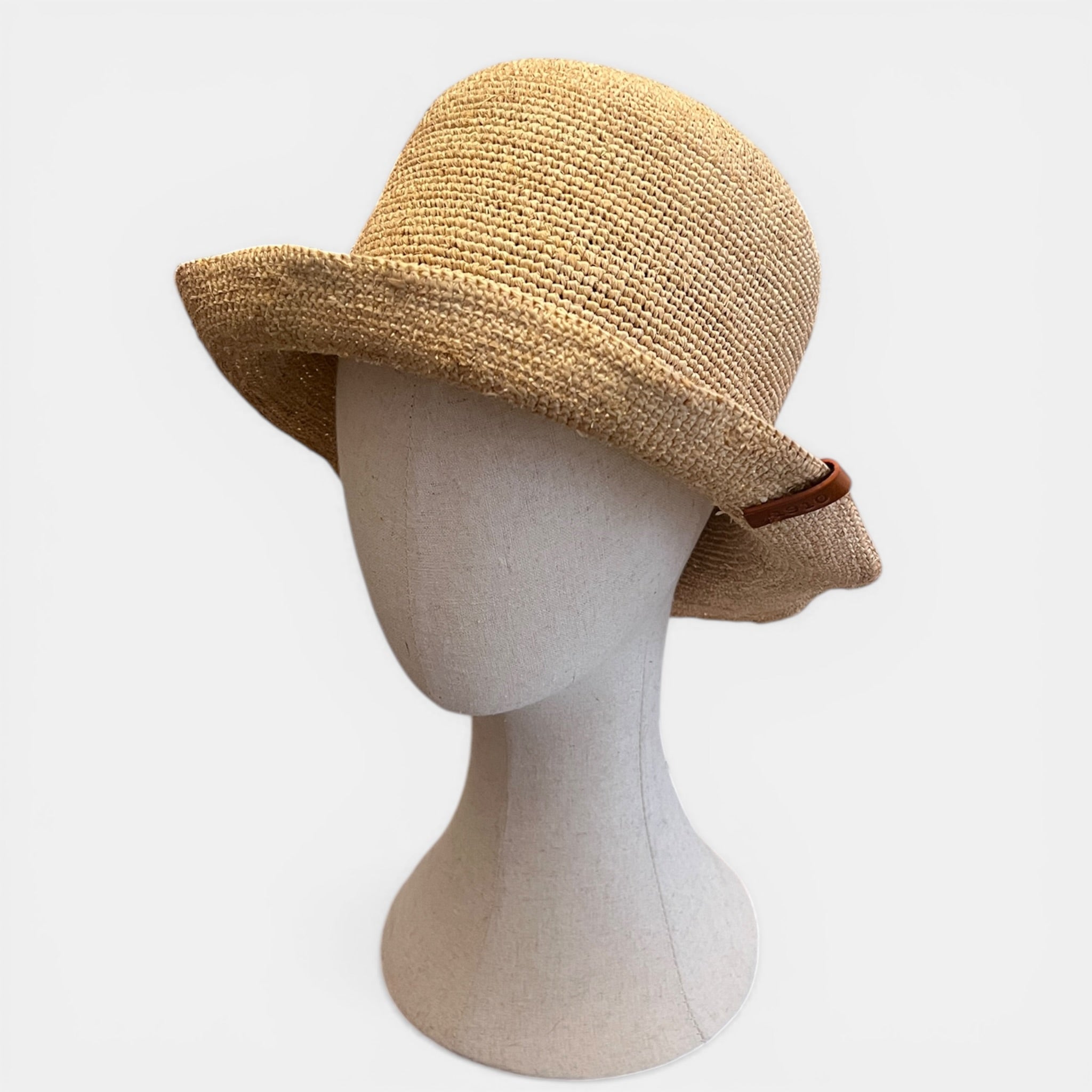Cappello Cloche Da Donna in Raffia Crochet Pieghevole Con Laccetto - Cappelleria Bacca
