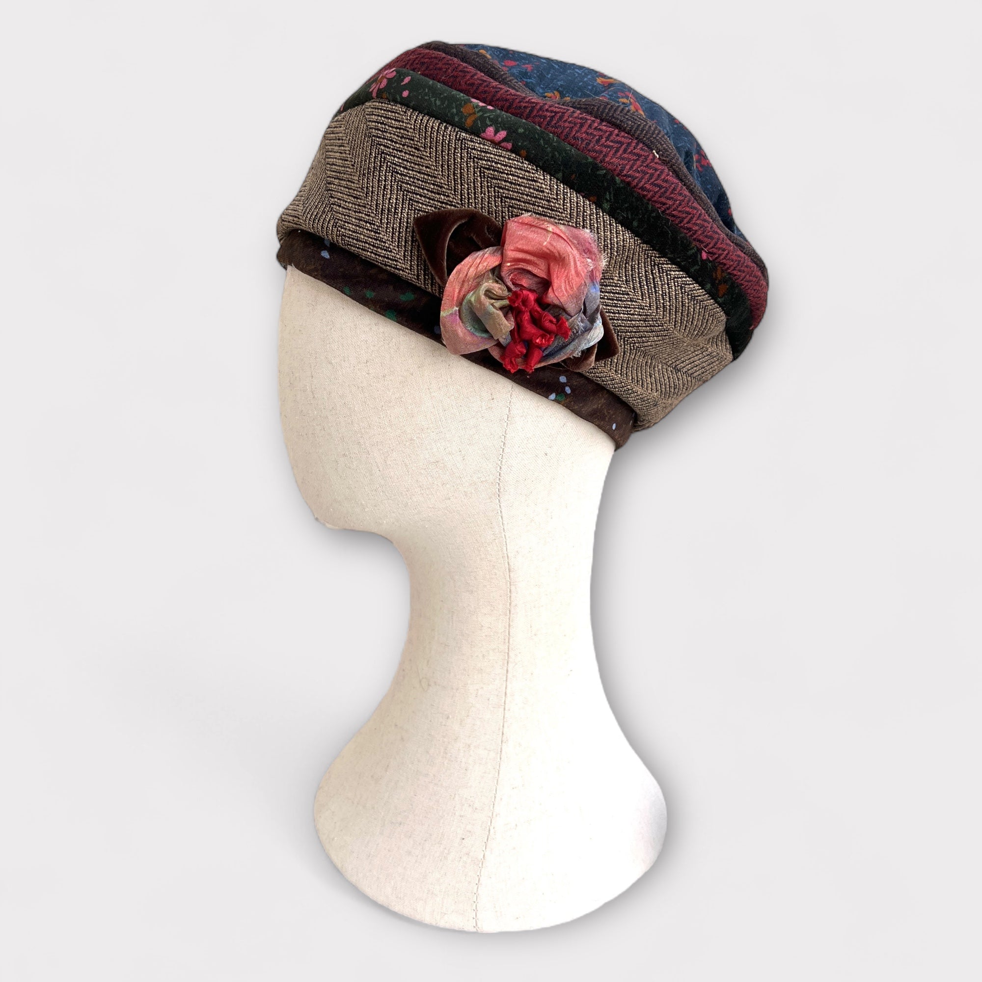 Basco Donna In Tessuto Di Velluto e Lana Patchwork Grevi