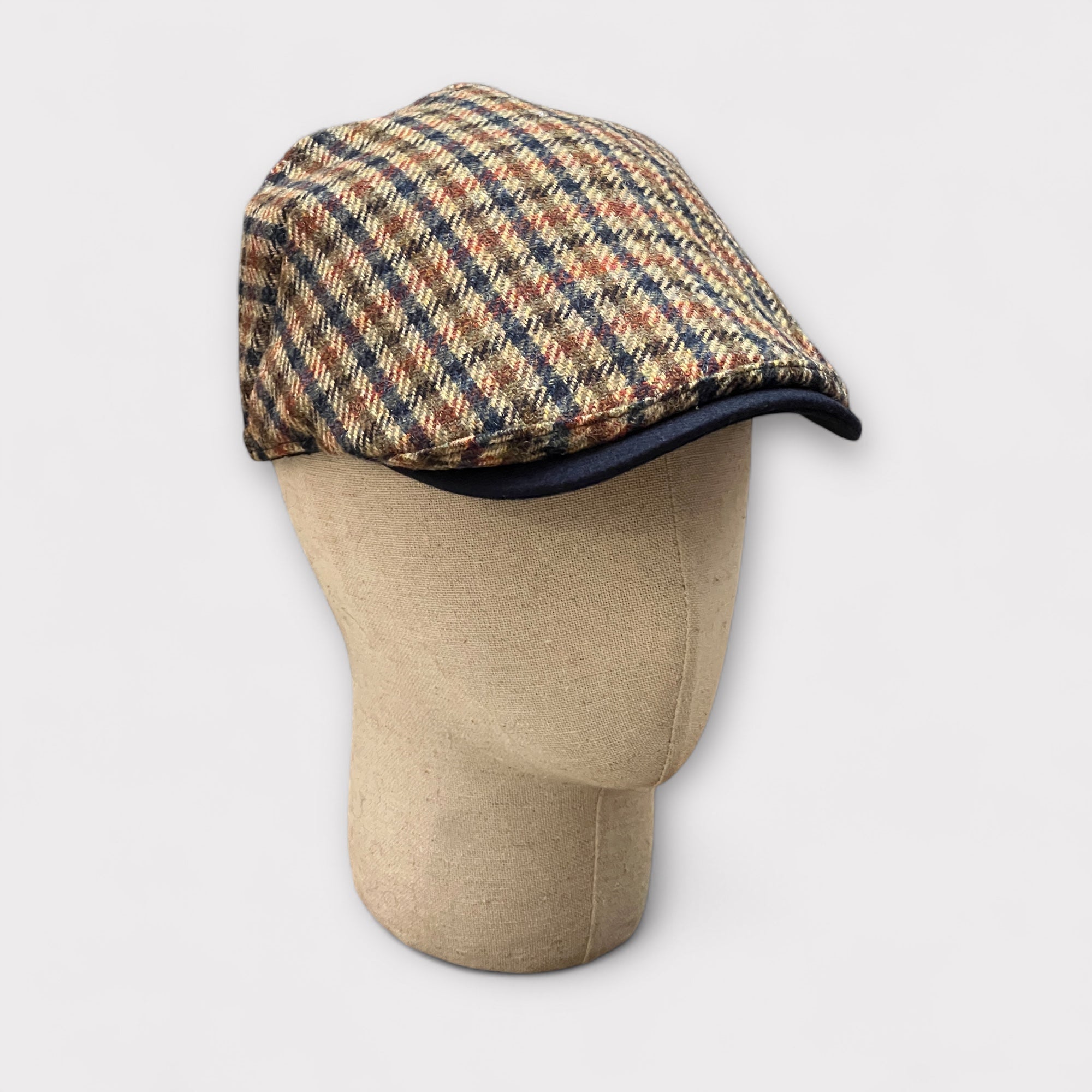 Coppola Invernale Pura Lana Tartan Beige Blu