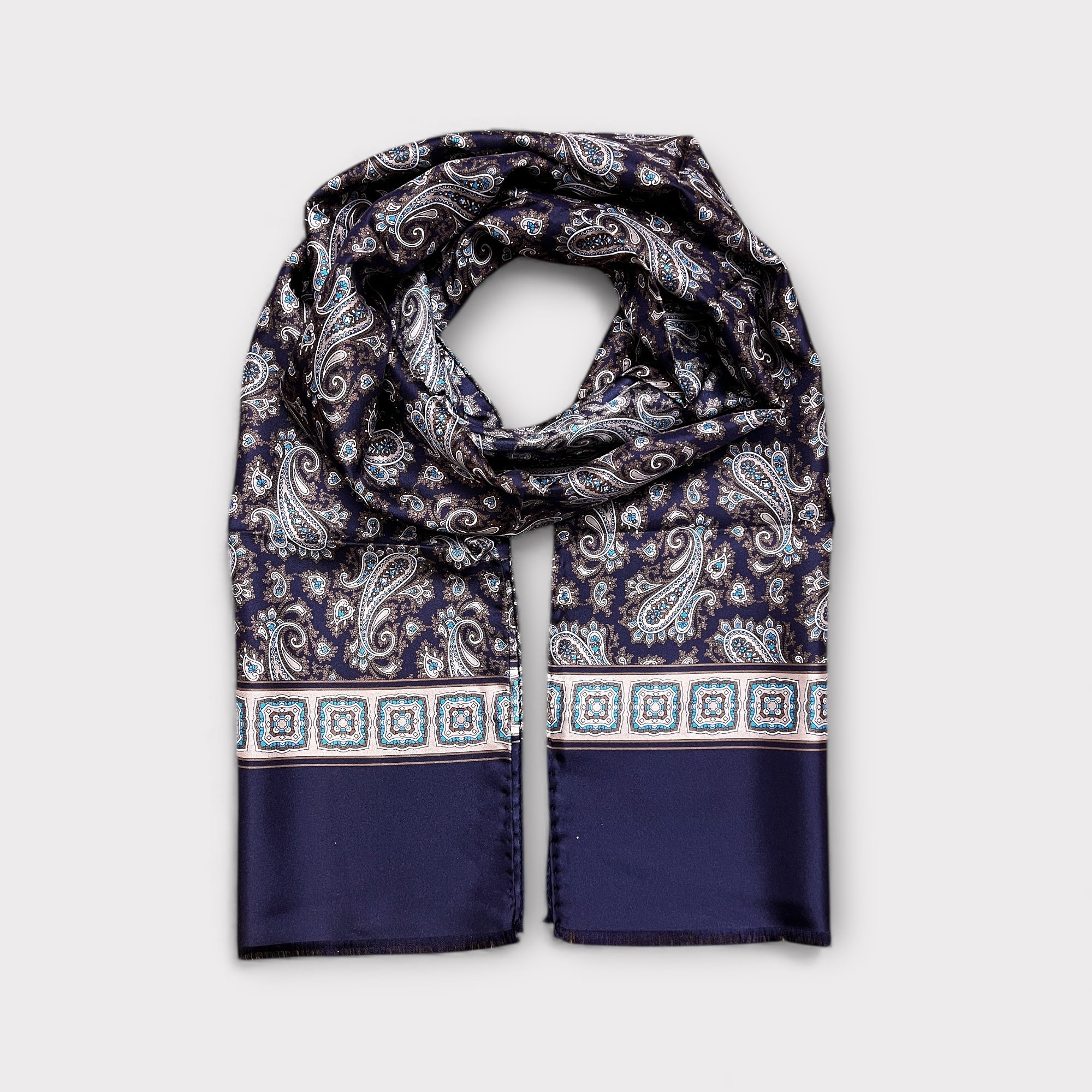 Sciarpa Uomo In Twill Di Pura Seta 33x180 Fantasia Cashmere