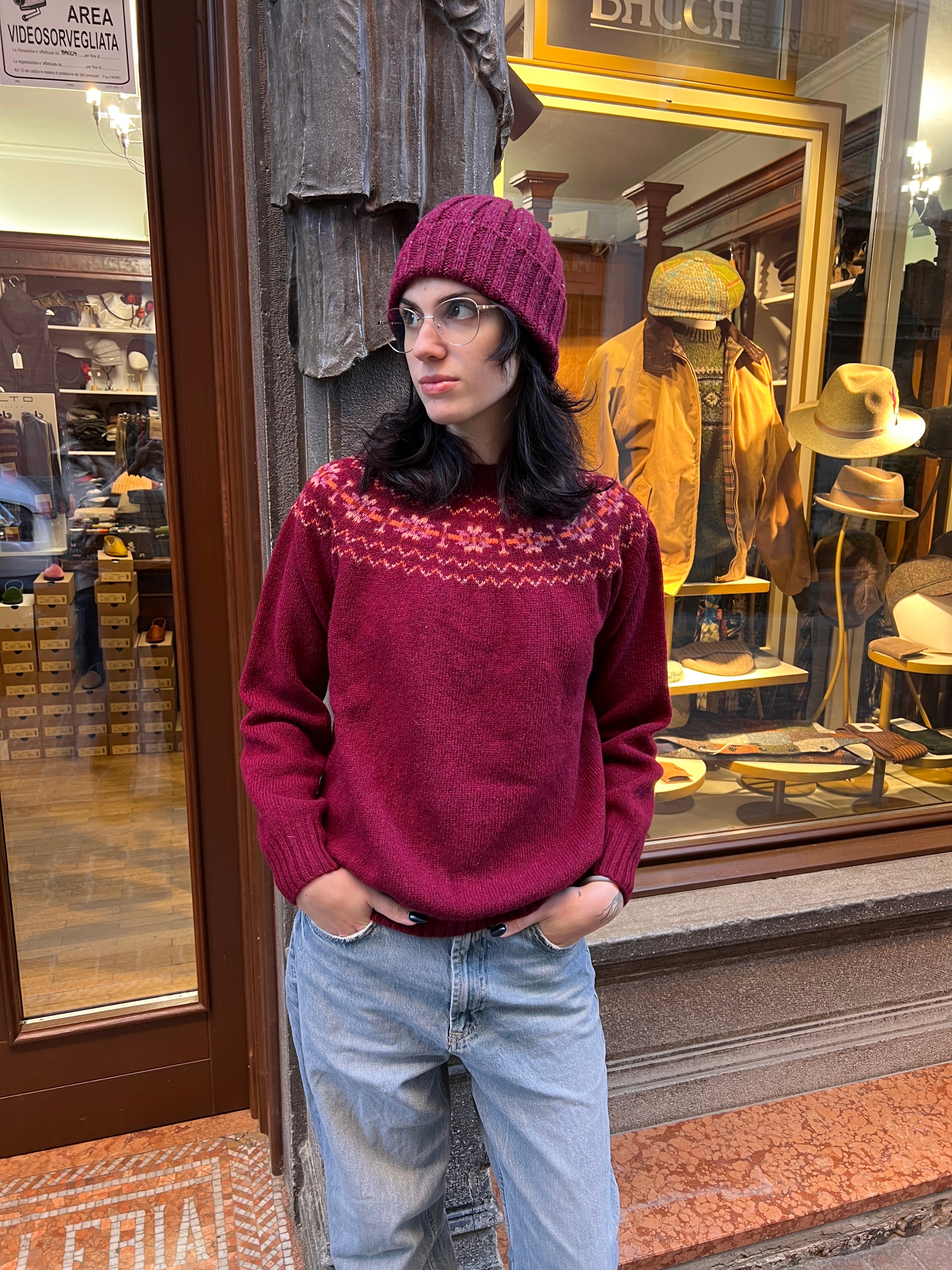 Maglione Donna In Maglia Di Lana Scozzese Fairisle Jumper