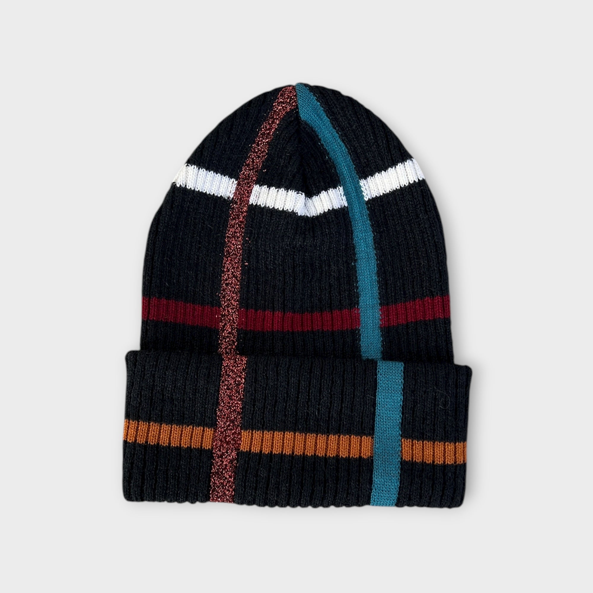 Berretto Donna In Maglia Tartan Con Lurex