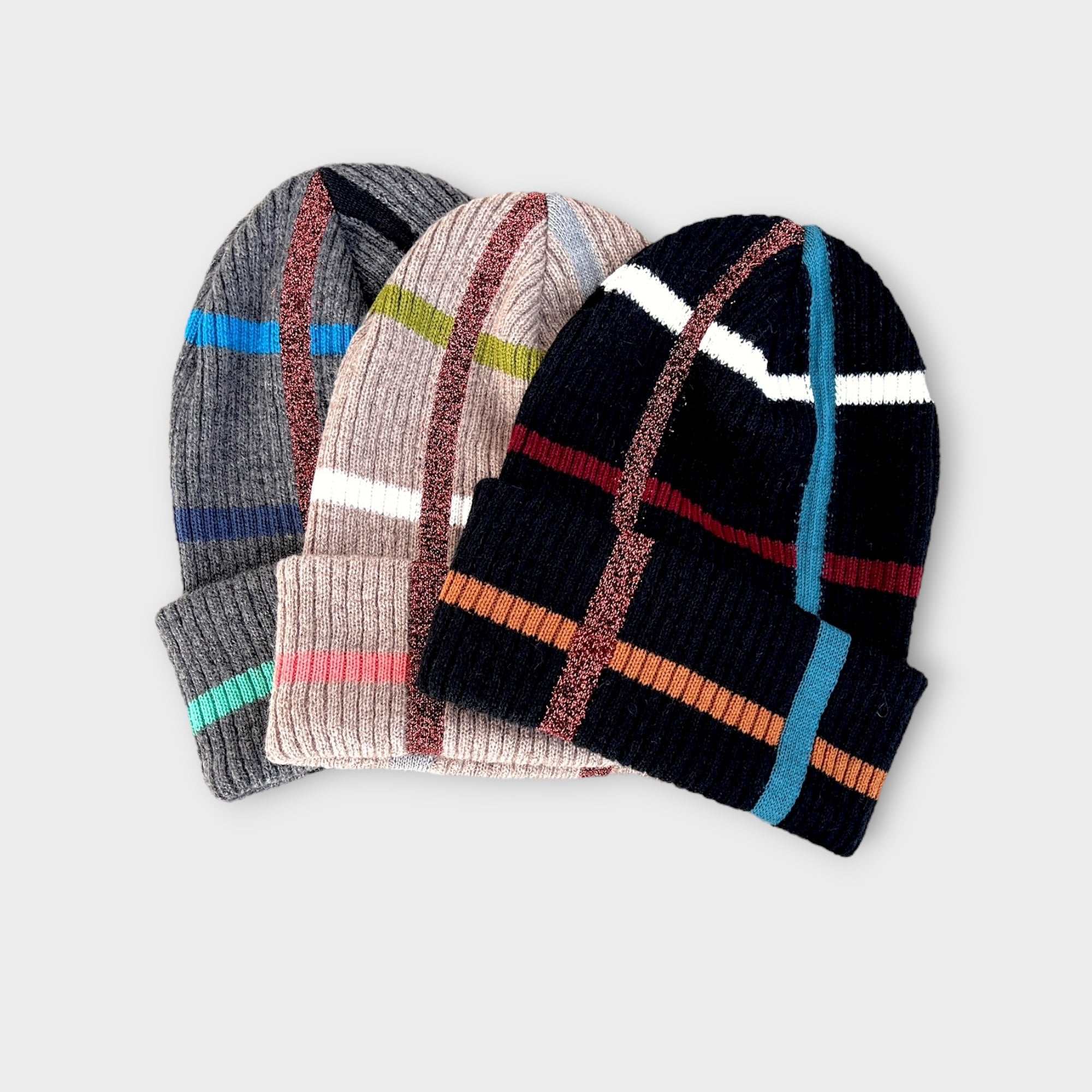 Berretto Donna In Maglia Tartan Con Lurex