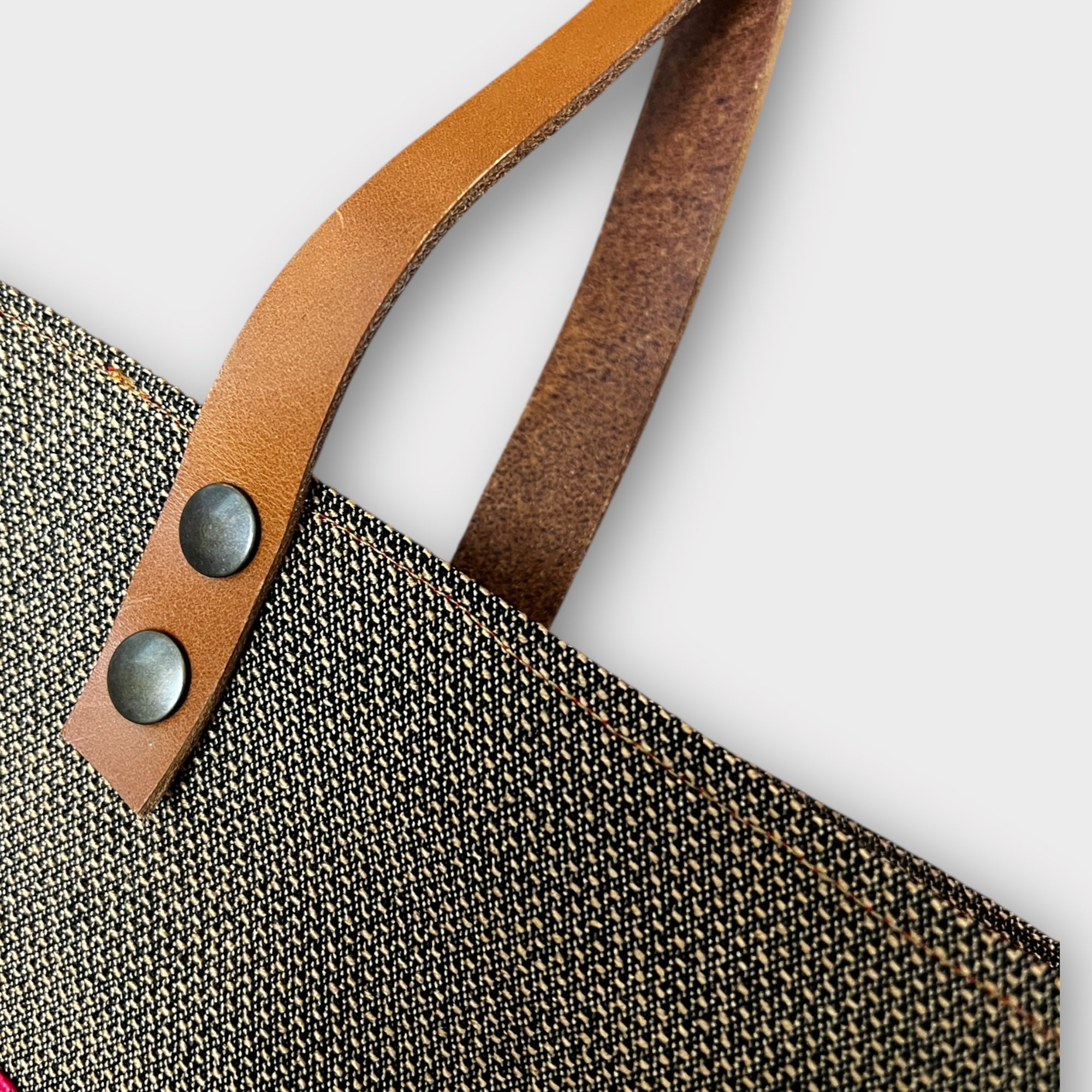 Borsa Shopping in Tessuto Reversibile con Striscia Decorativa