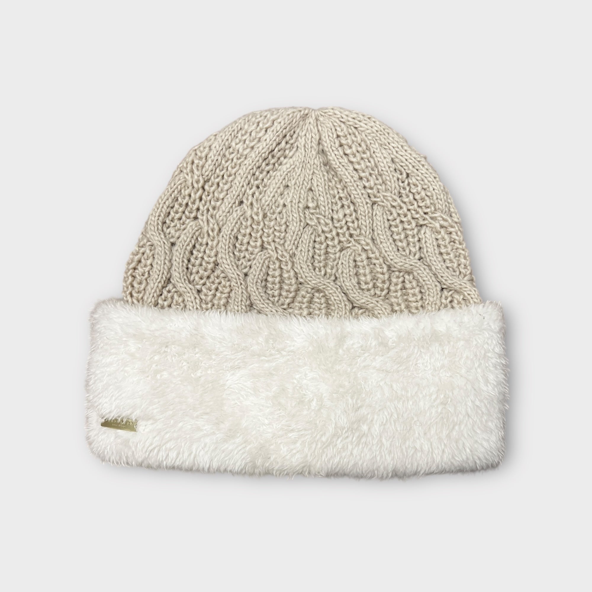 Berretto Donna Con Risvolto E Fodera In Eco Pelliccia