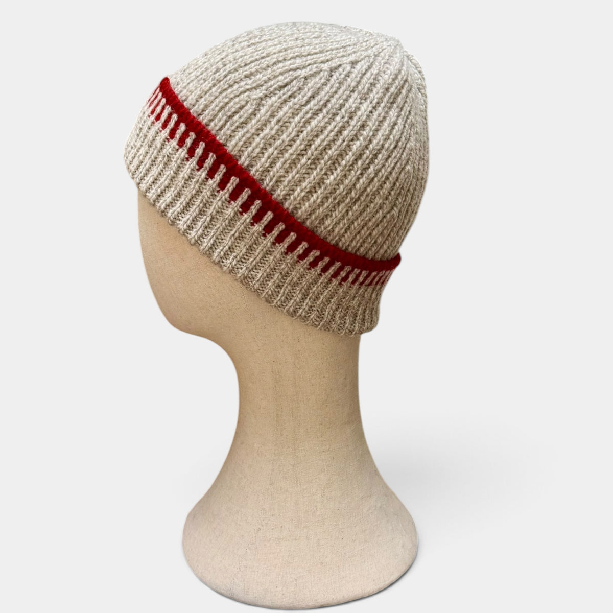 Berretto Con Risvolto In Pura Lana e Cashmere Aran- Motivo Ricamo - Cappelleria Bacca