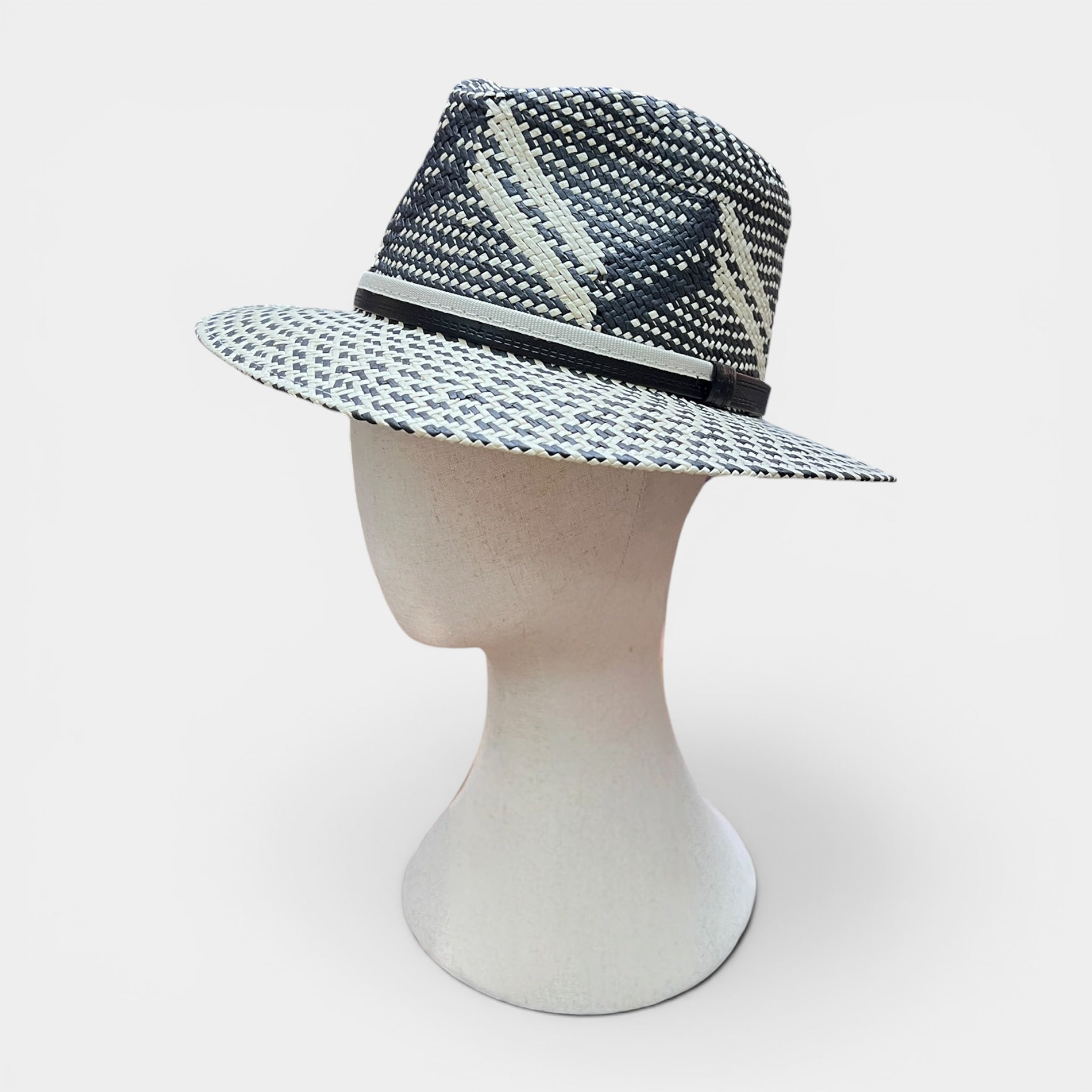 Cappello Fedora Unisex In Paglia Papier Bicolor