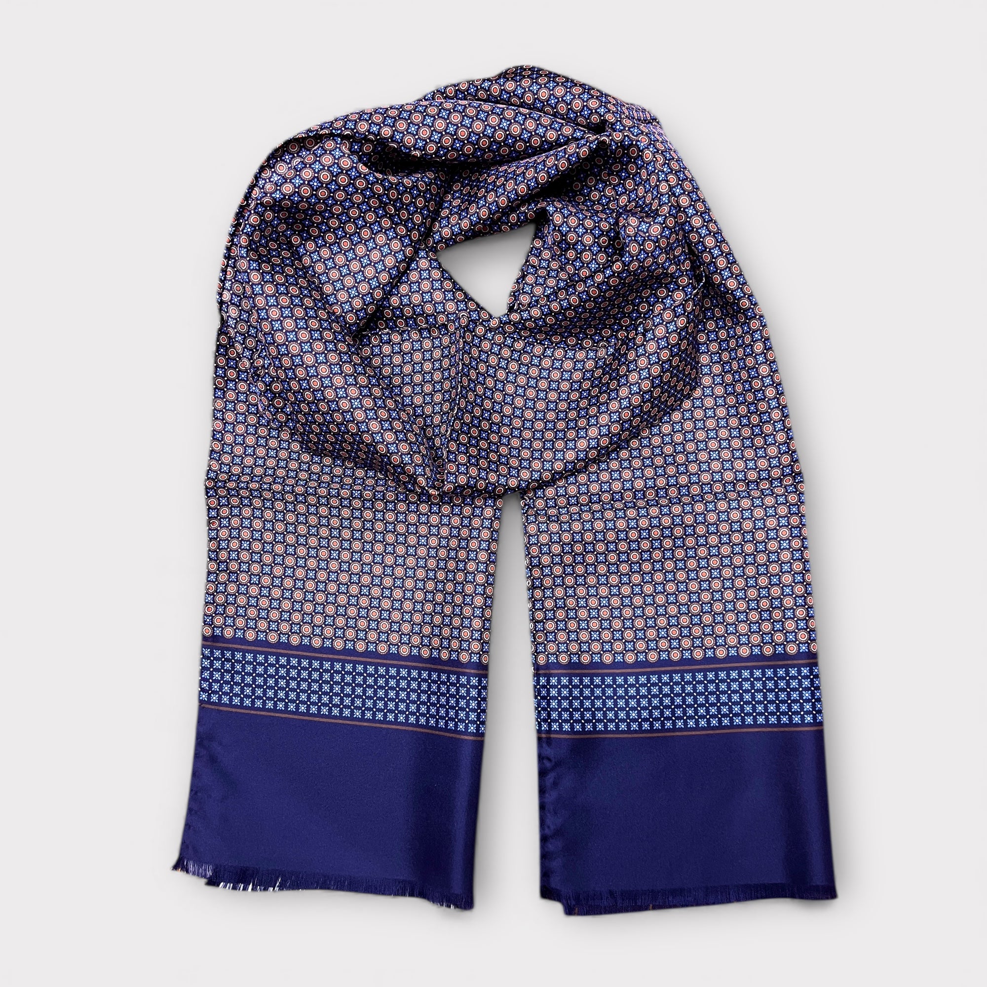Sciarpa Uomo In Pura Seta 33x180 Fantasia Cerchi