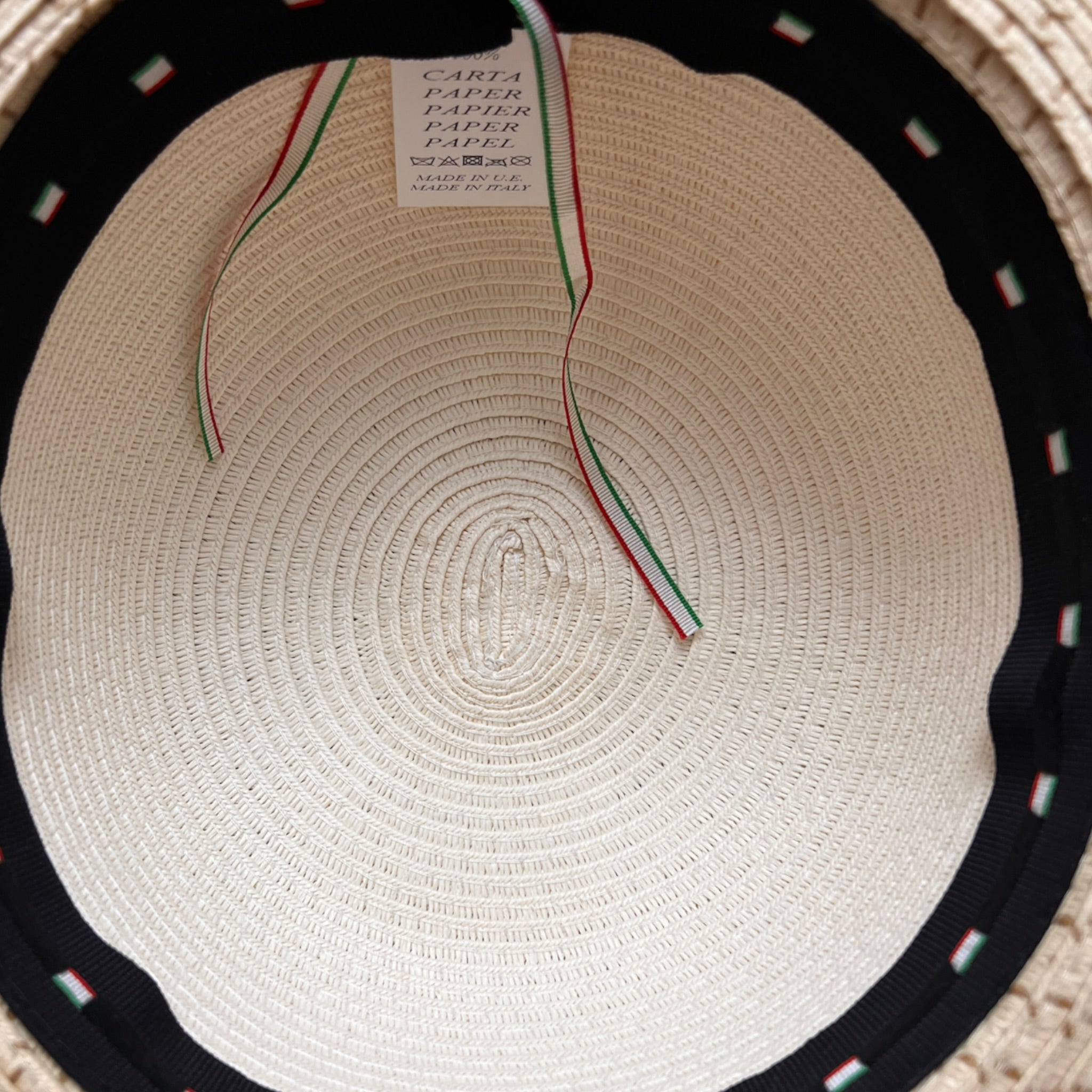 Cappello Estivo Ala Larga In Papier Intrecciato Bicolor - Cappelleria Bacca