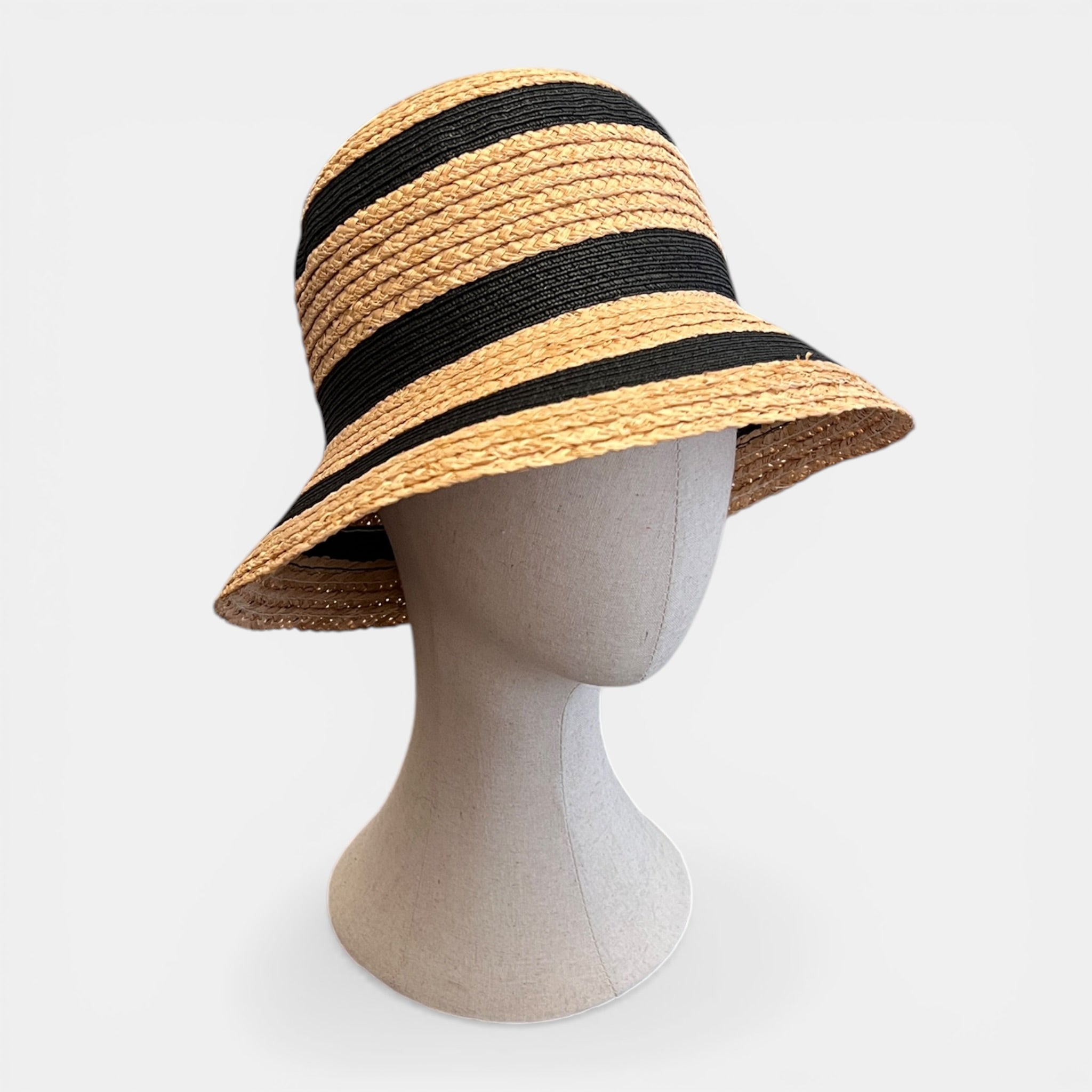 Cappello Cloche Da Donna in Paglia Intrecciata Pieghevole Bicolor - Cappelleria Bacca