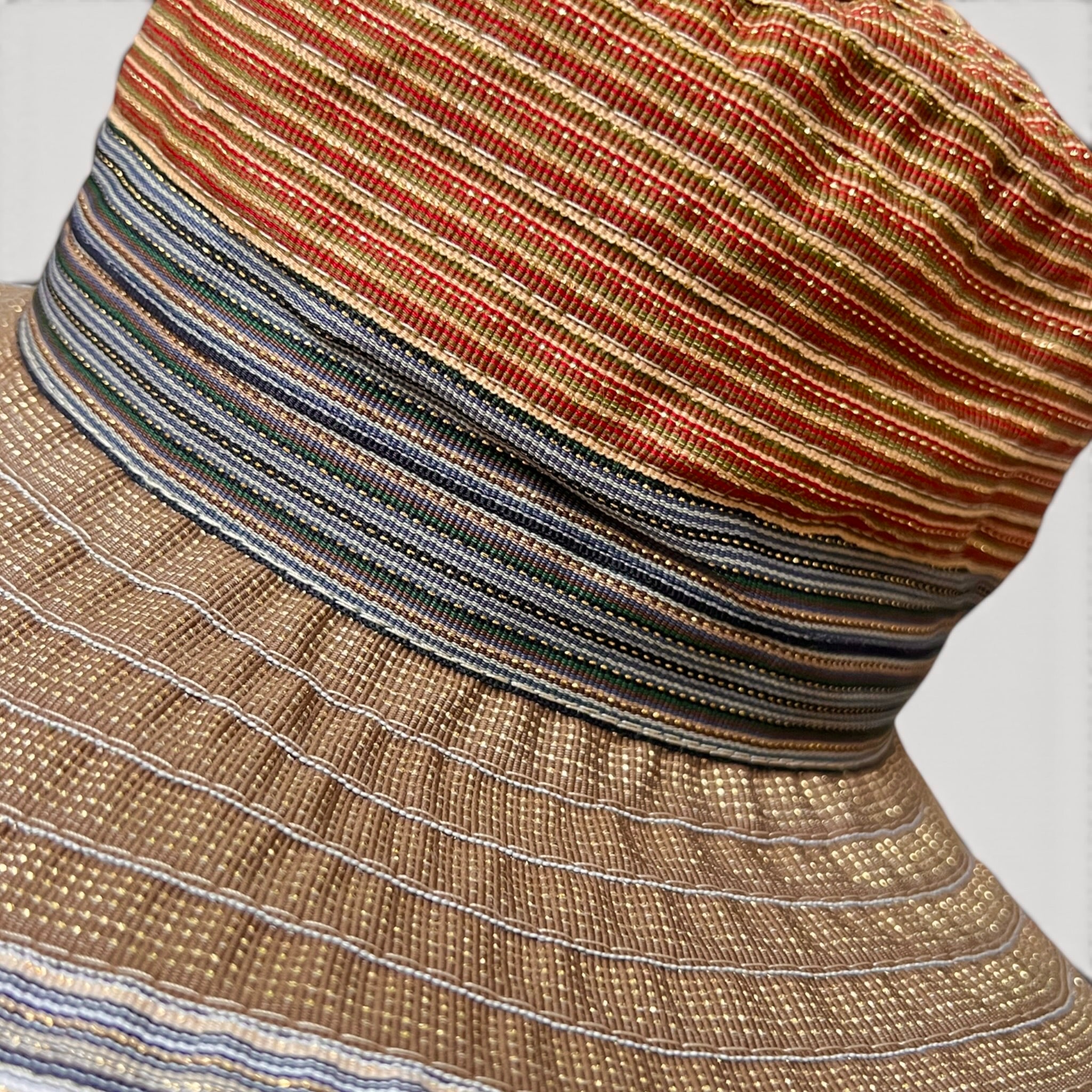 Cappello Donna Estivo In Cotone Multicolor e Lurex, Pieghevole - Grevi