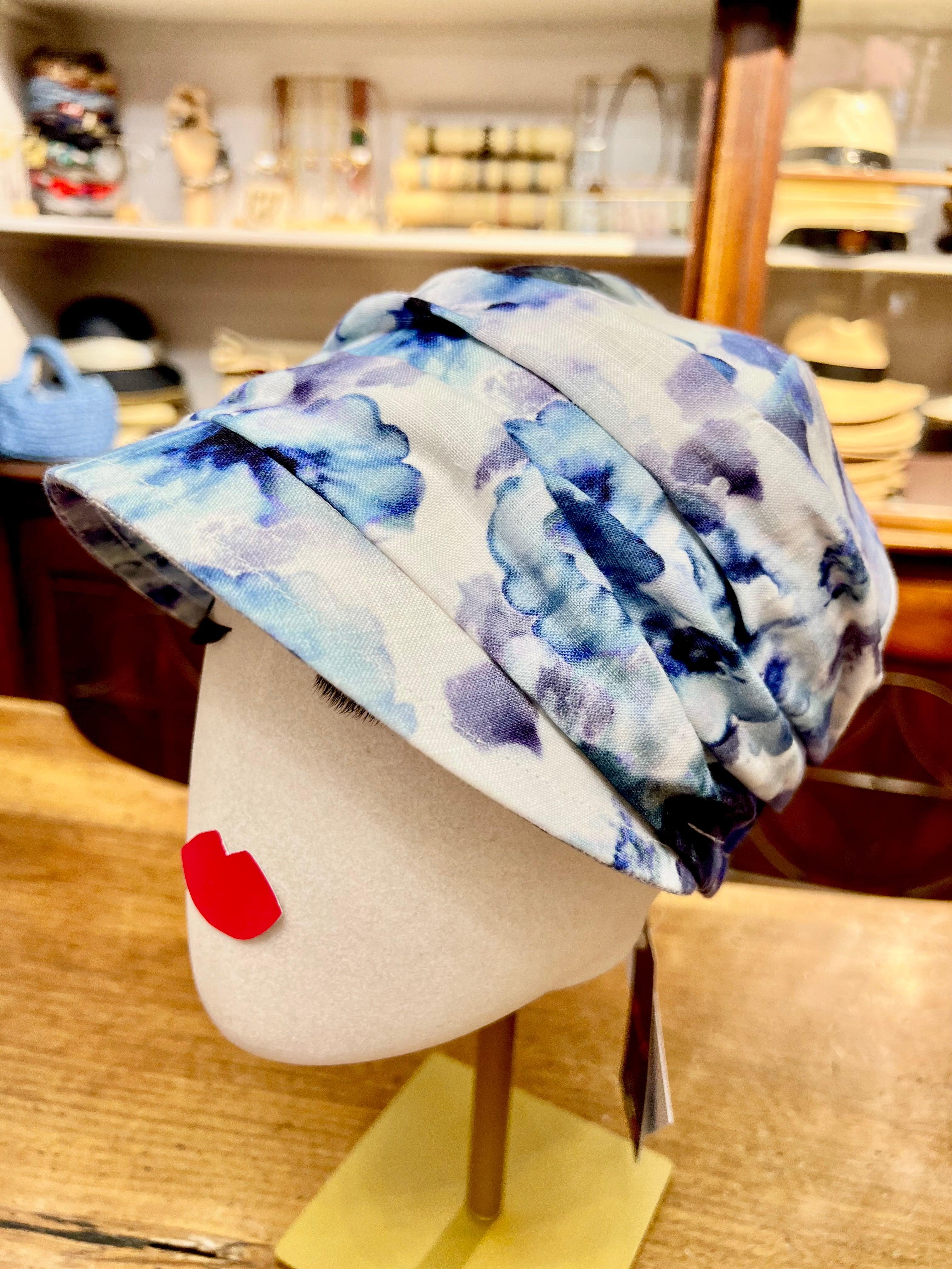 Cappello Estivo con Visiera Da Donna In Lino multicolor Blu