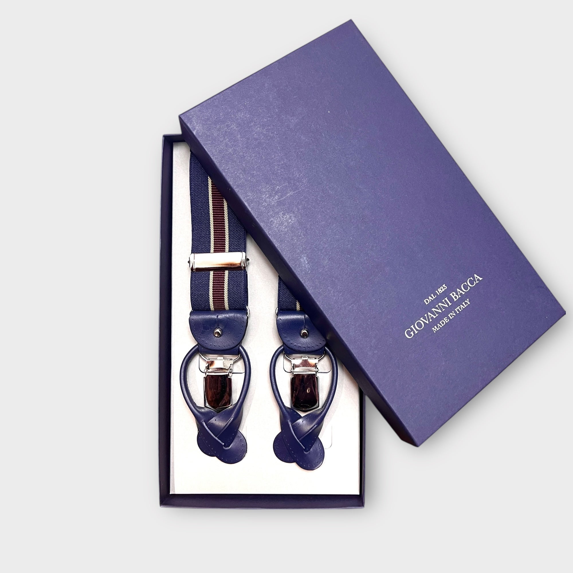 Bretelle Larghe Elastiche Con Clip E Asola In Pelle