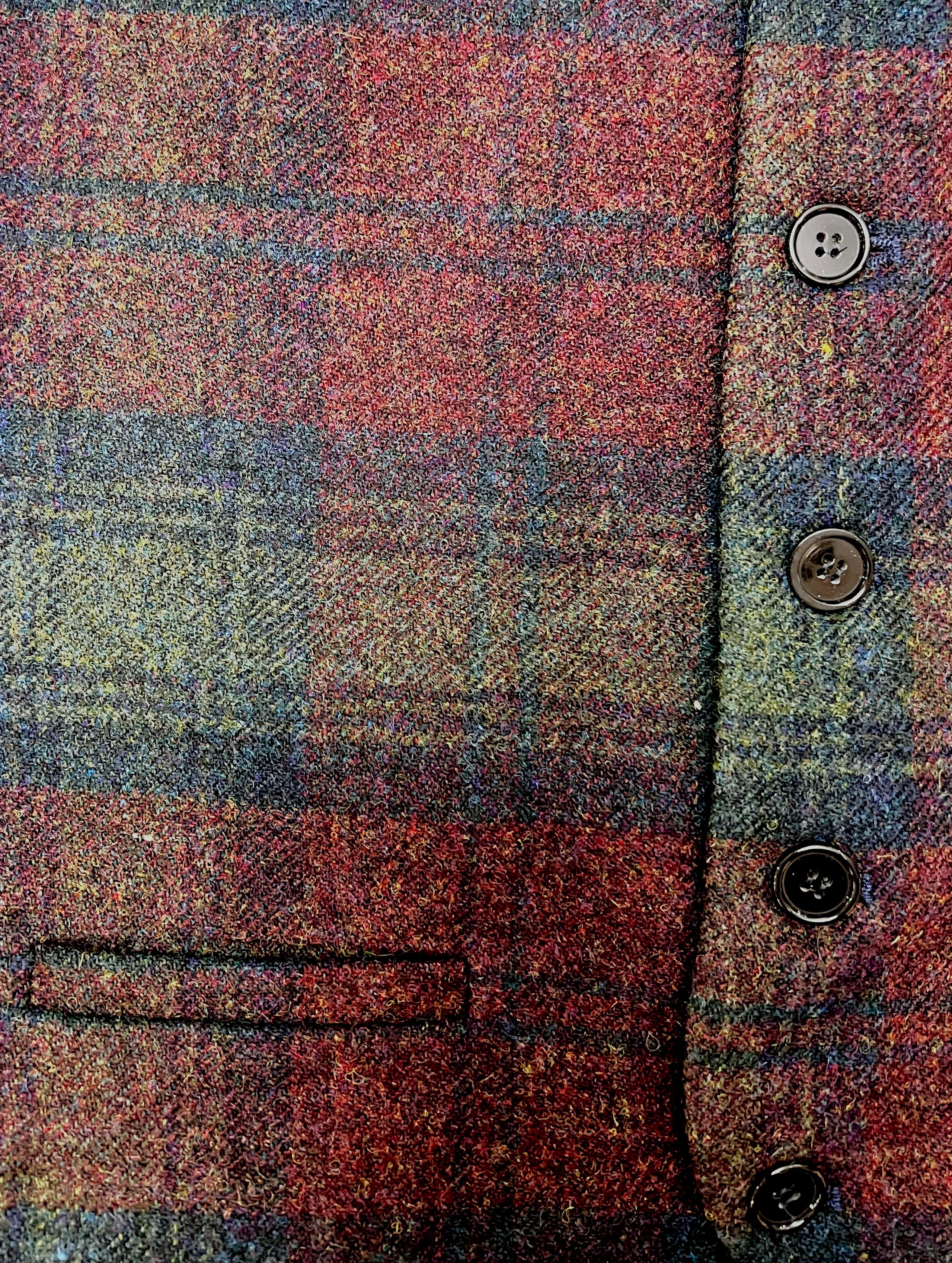 Gilet Uomo In Lana Tweed Inglese Blu e Bordeaux