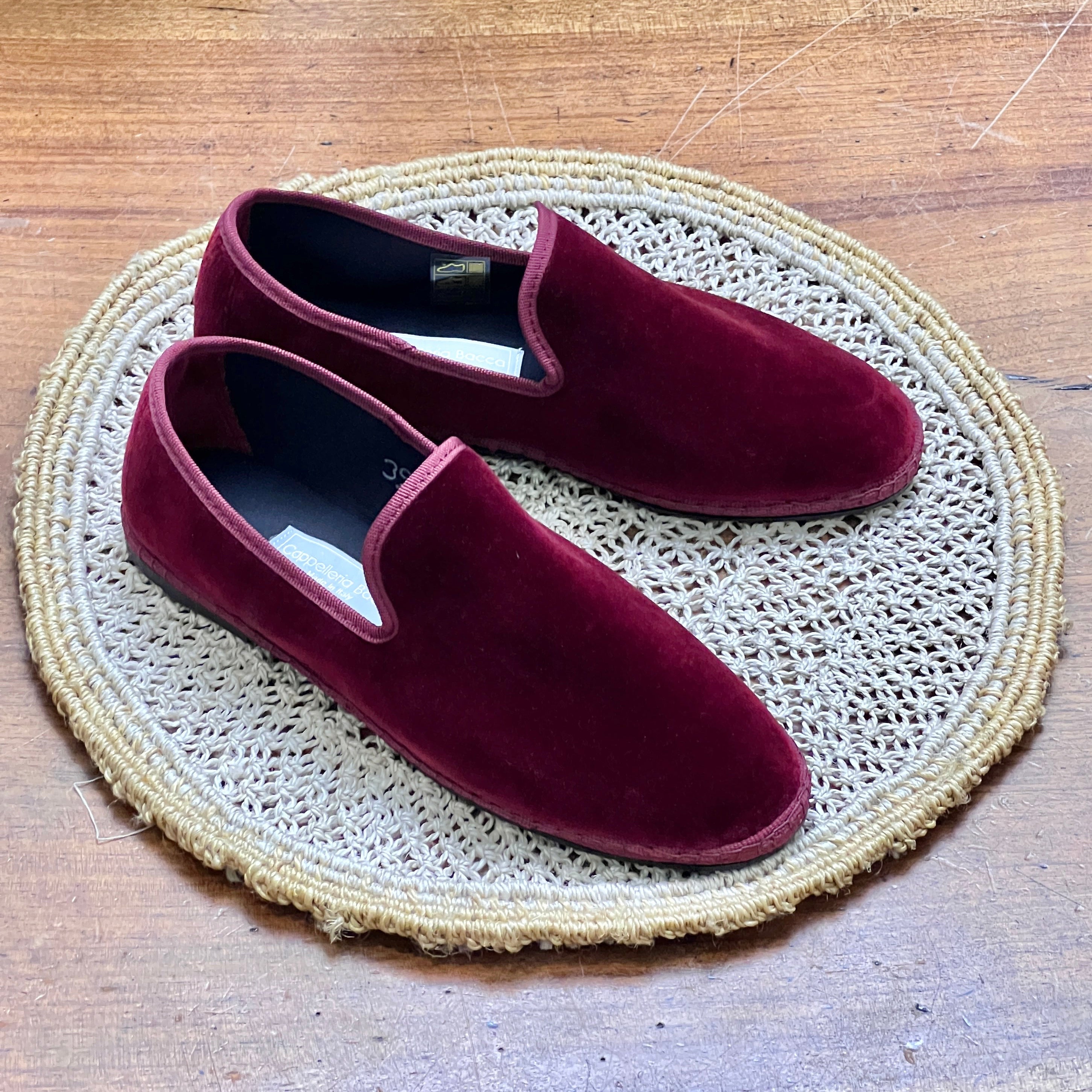 Friulane Originali Uomo In Velluto Bordeaux - Fatte A Mano - Cappelleria Bacca