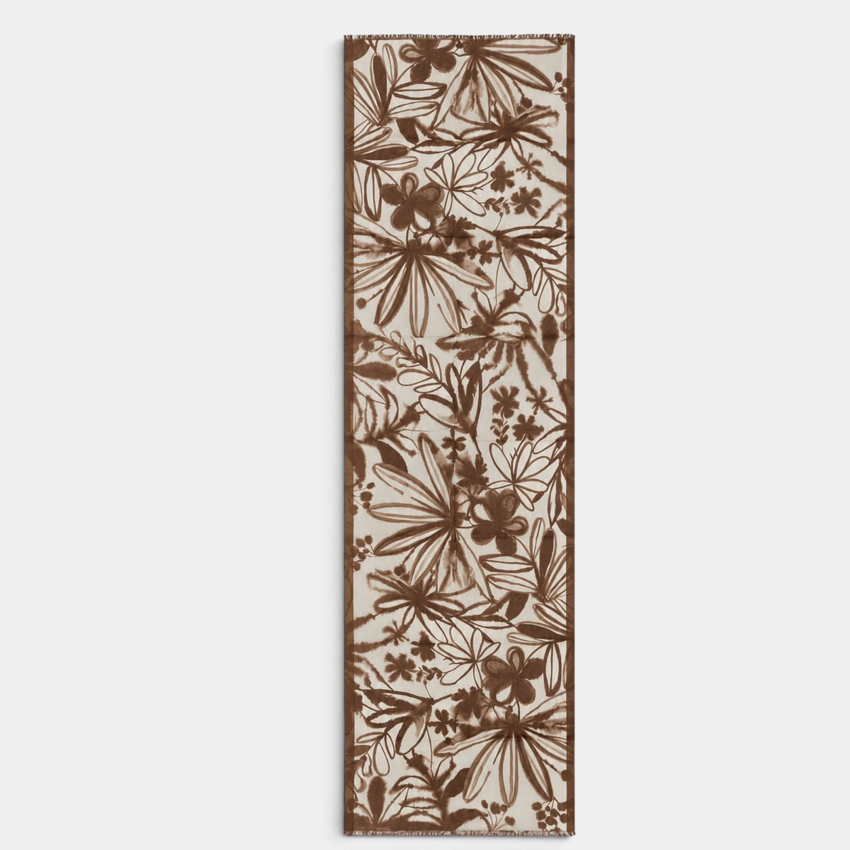 Sciarpa Morbida Invernale In Tessuto Di Pura Lana Motivo Fiori 55x190 cm