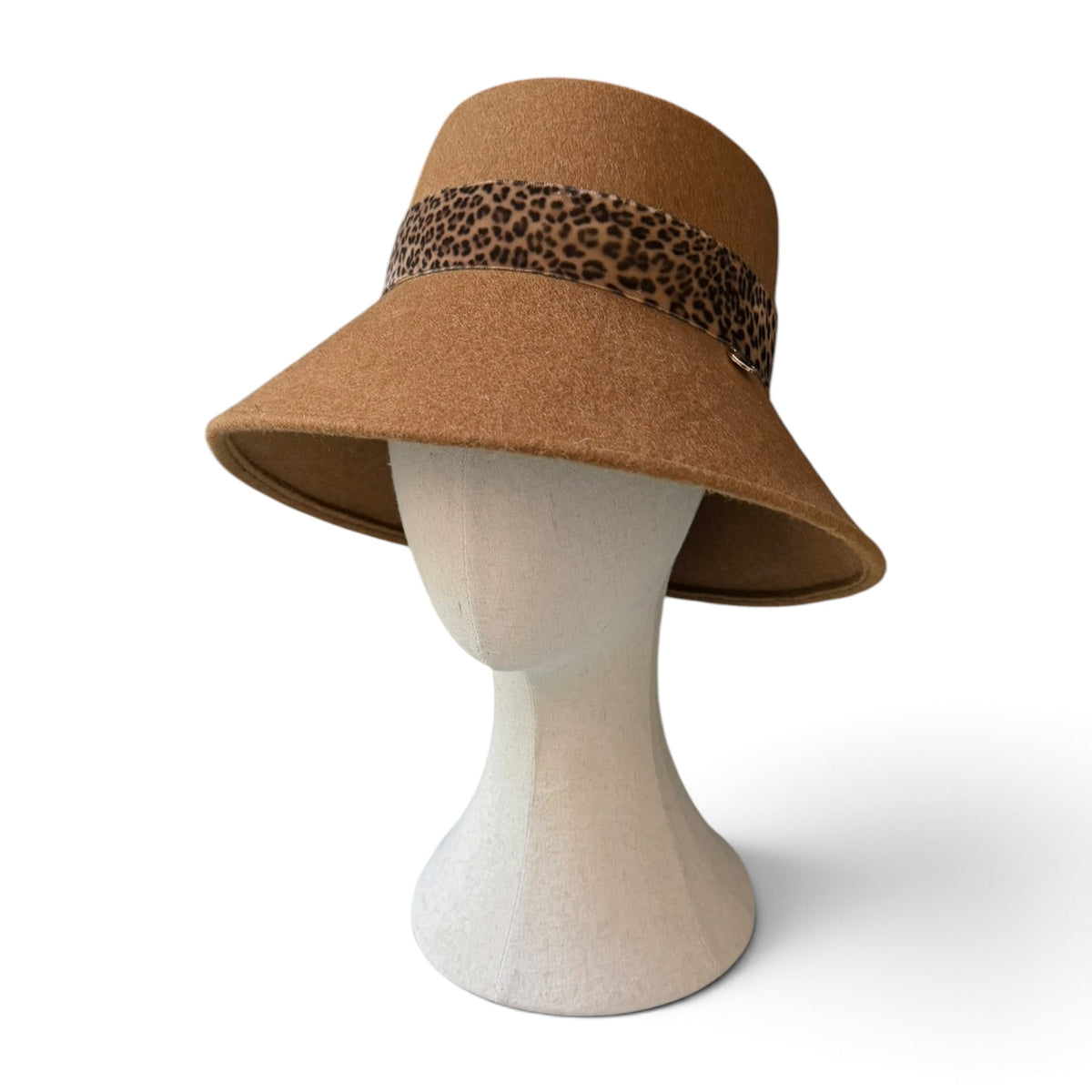 Cappello Donna In Feltro Di Lana Merino Idrorepellente Con Nastro In Velluto Stampa Animalier - Ala 9 cm