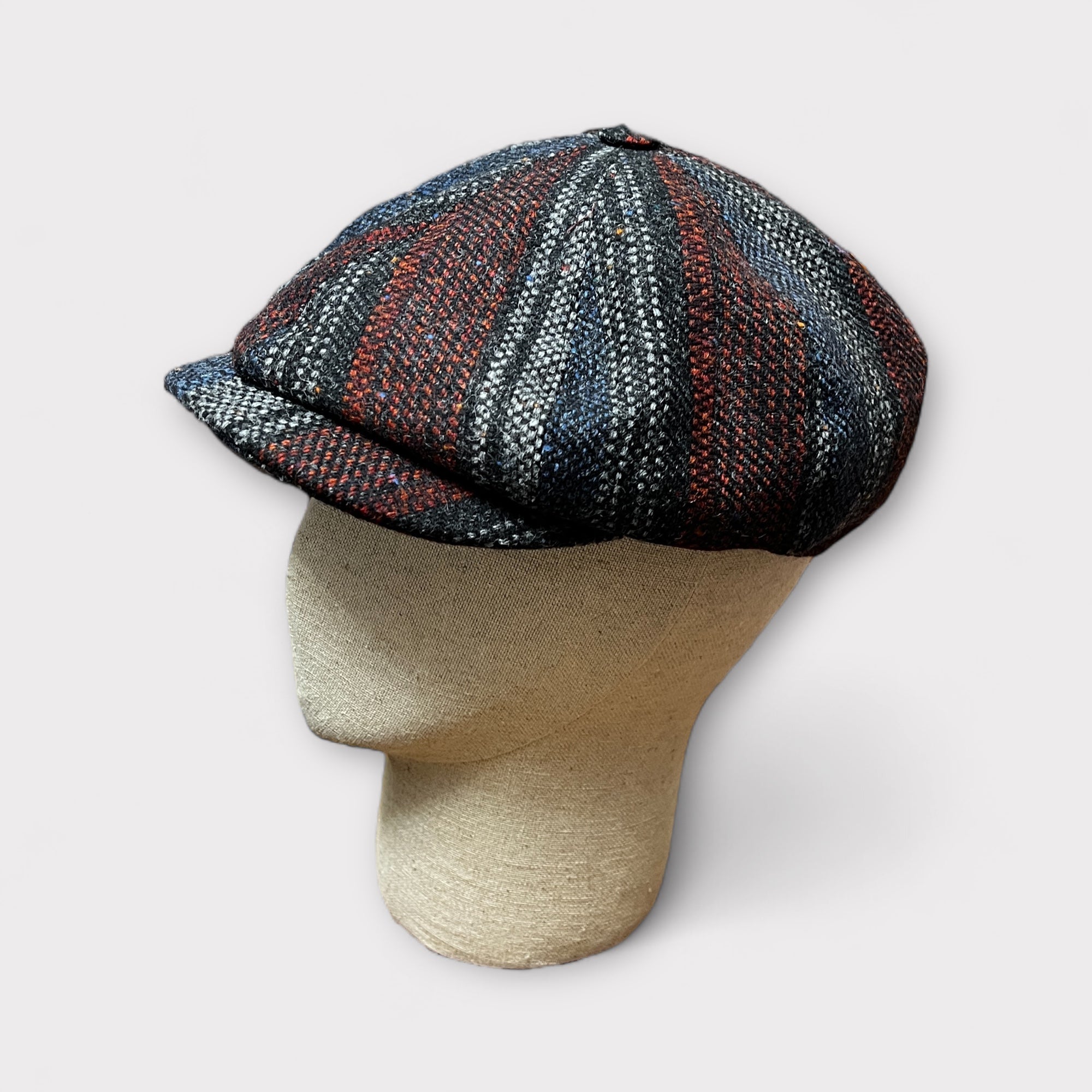 Coppola Irlandese 8 spicchi In Pura Lana Blu e Bordeaux