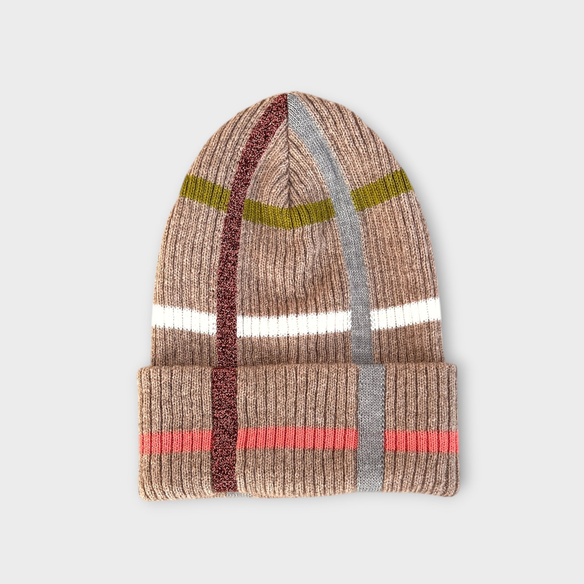 Berretto Donna In Maglia Tartan Con Lurex