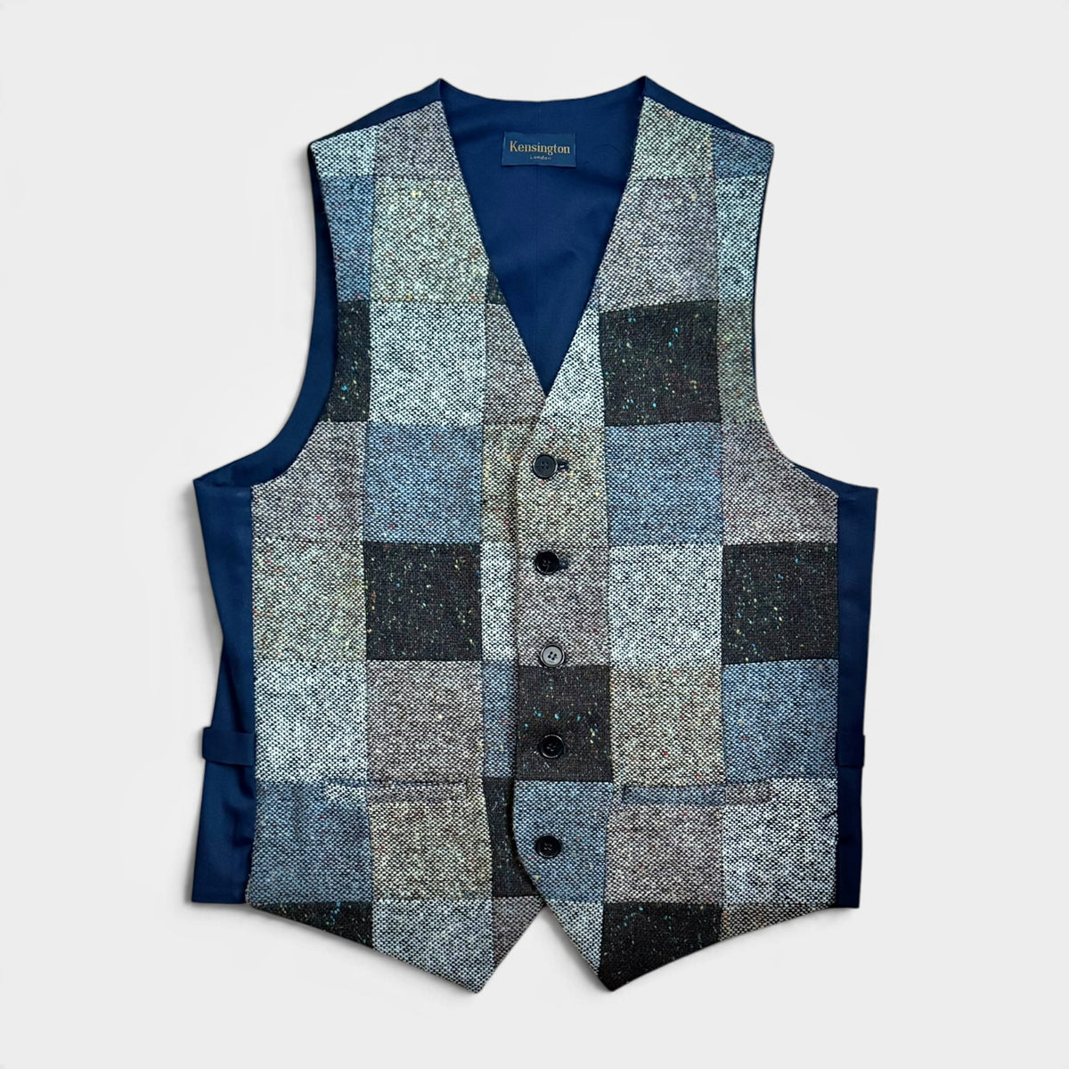Gilet In Pura Lana Tweed Patchwork