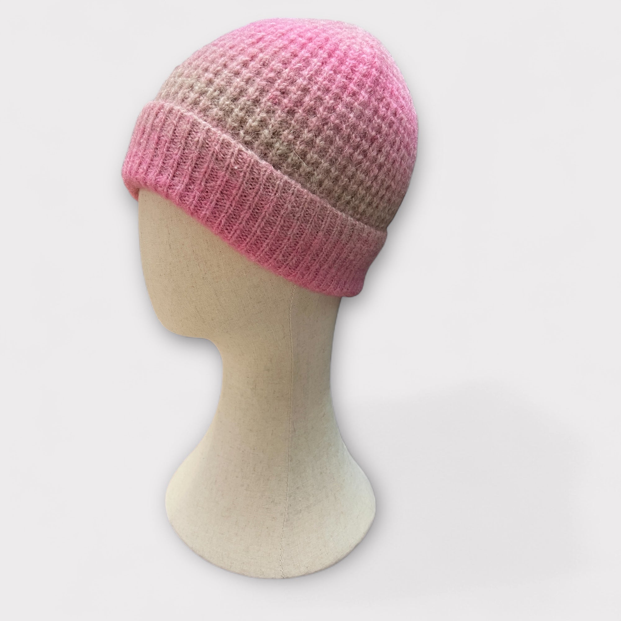 Berretto Invernale Con Risvolto In Alpaca Sfumato