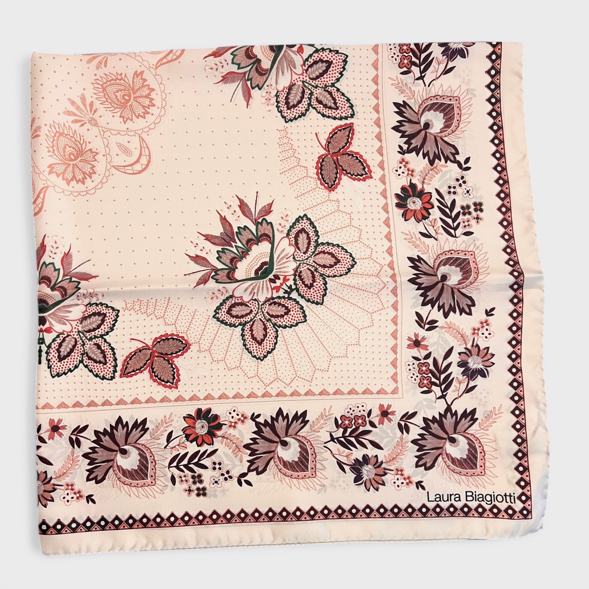 Foulard in Twill di Pura Seta Motivo Floreale 90x90 cm