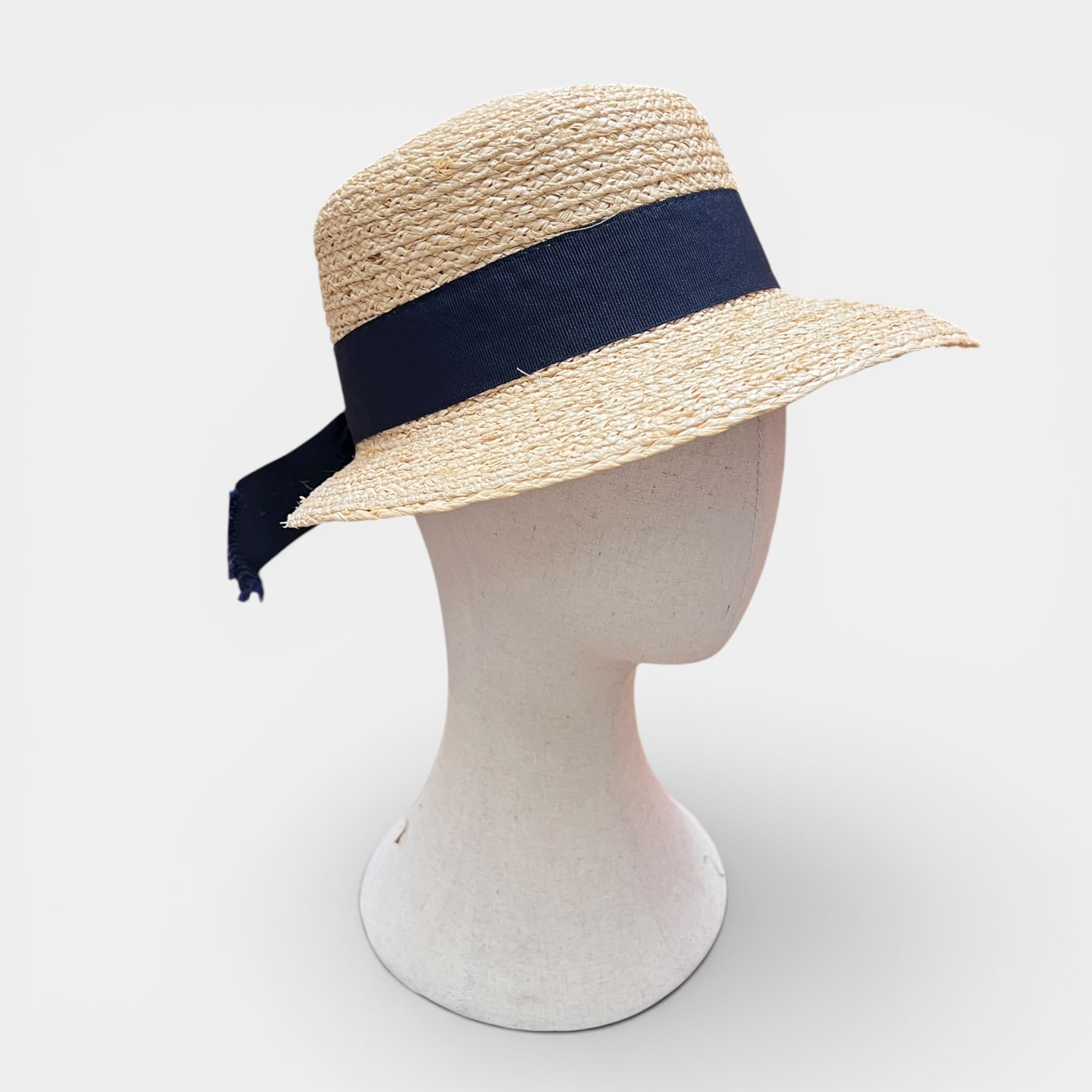 Cappello Estivo Da Donna Con Visiera Ampia In Paglia E Nastro Color - Cappelleria Bacca