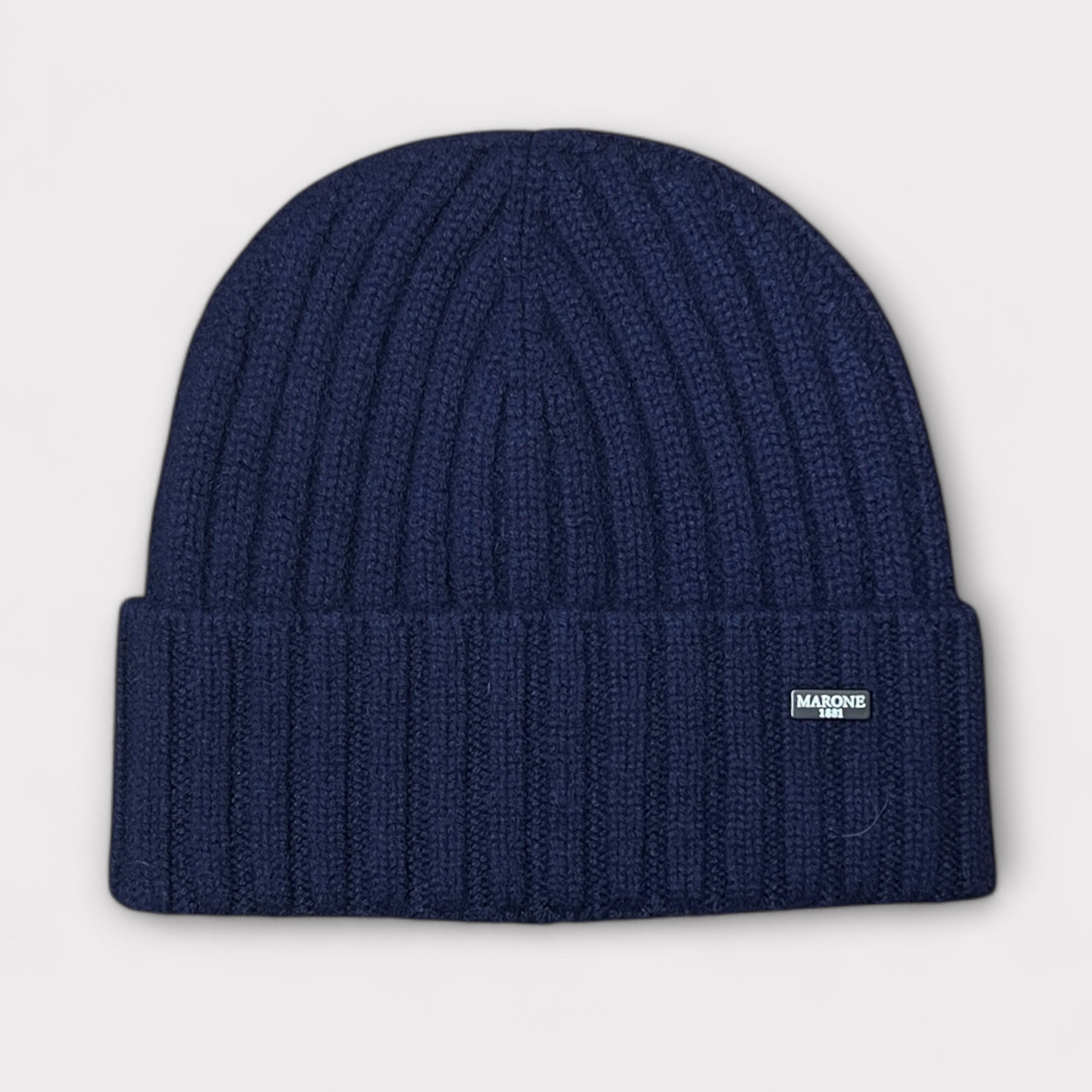 Berretto Unisex Con Risvolto In Puro Cashmere A Coste