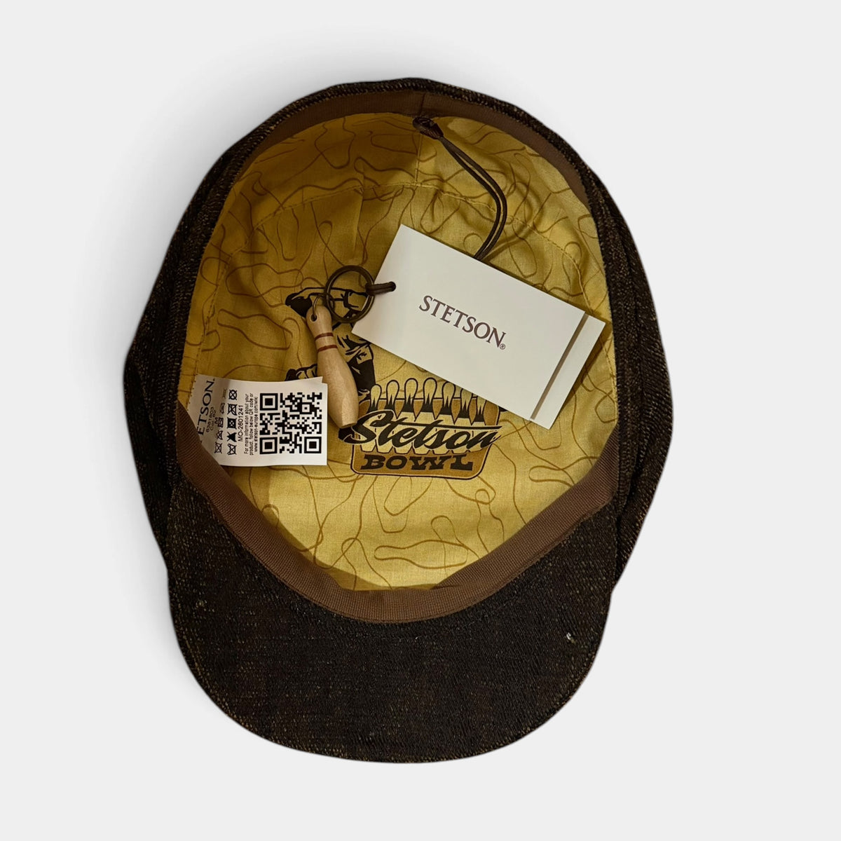 Coppola Driver Cap Stetson in Velluto Velvet Vintage Marrone + Portachiavi Bowling