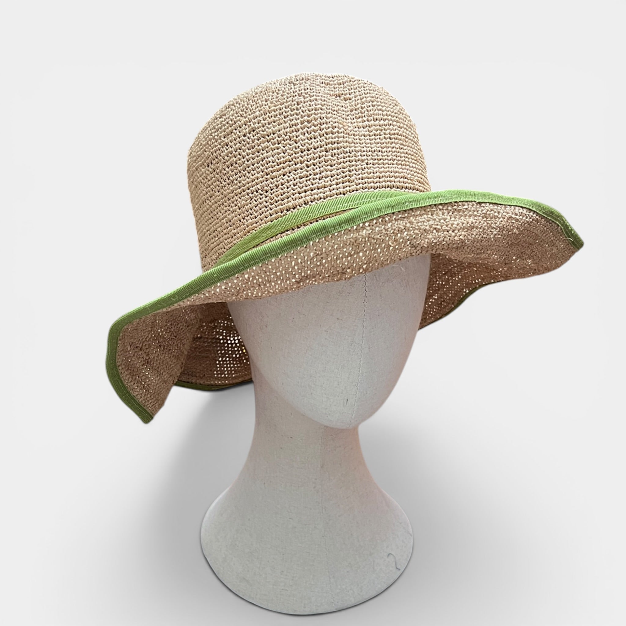 Cappello Estivo Da Donna In Paglia Crochet Pieghevole Bordo Color - Cappelleria Bacca
