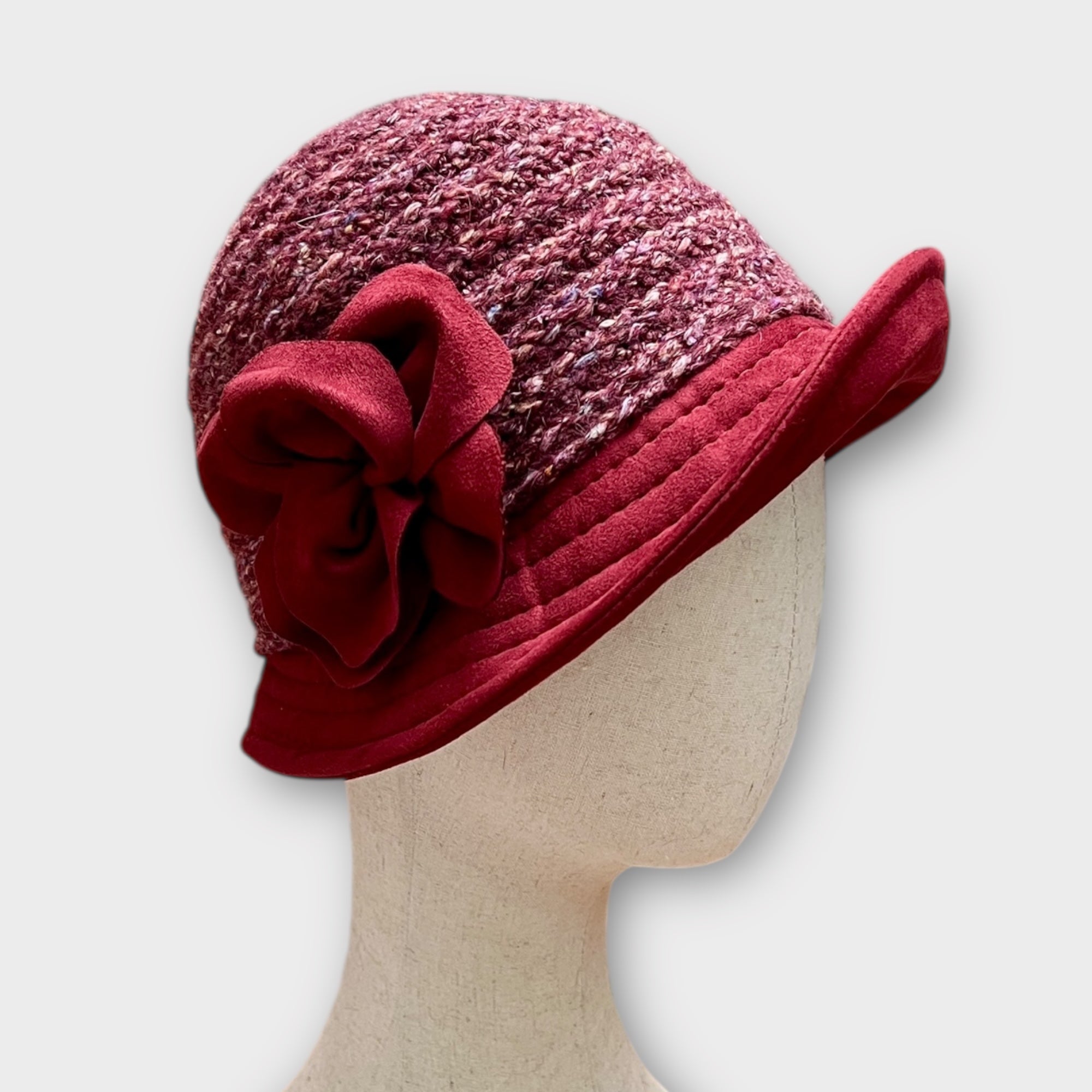 Cappello Cloche Invernale Con Fiore Pieghevole