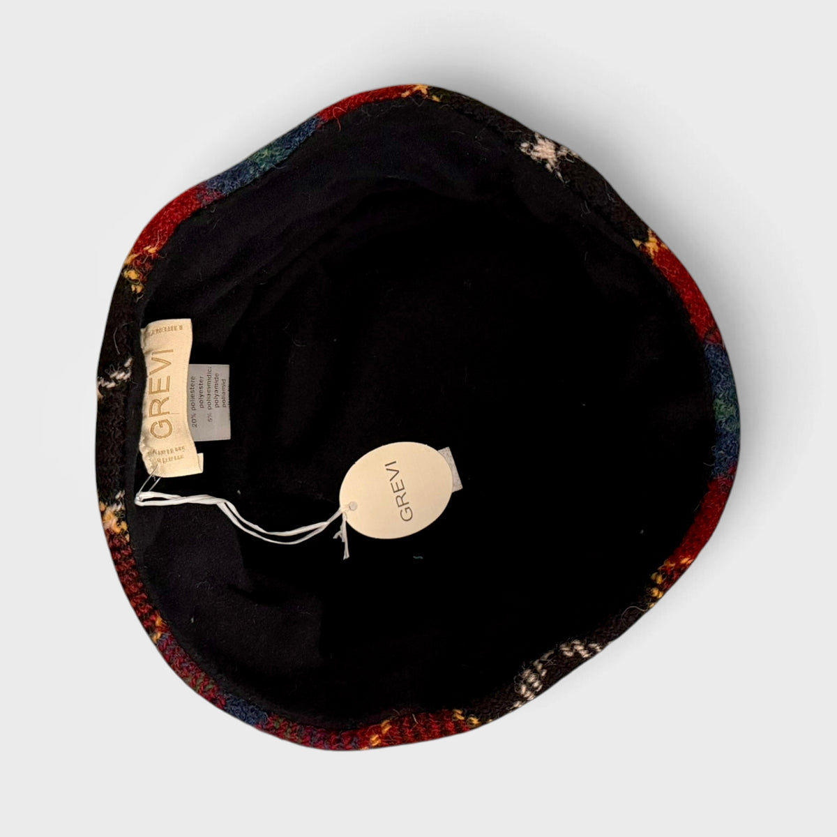 Cappellino Toque Donna Invernale In Lana E Velluto Marrone e Multicolor  - Pieghevole - Grevi