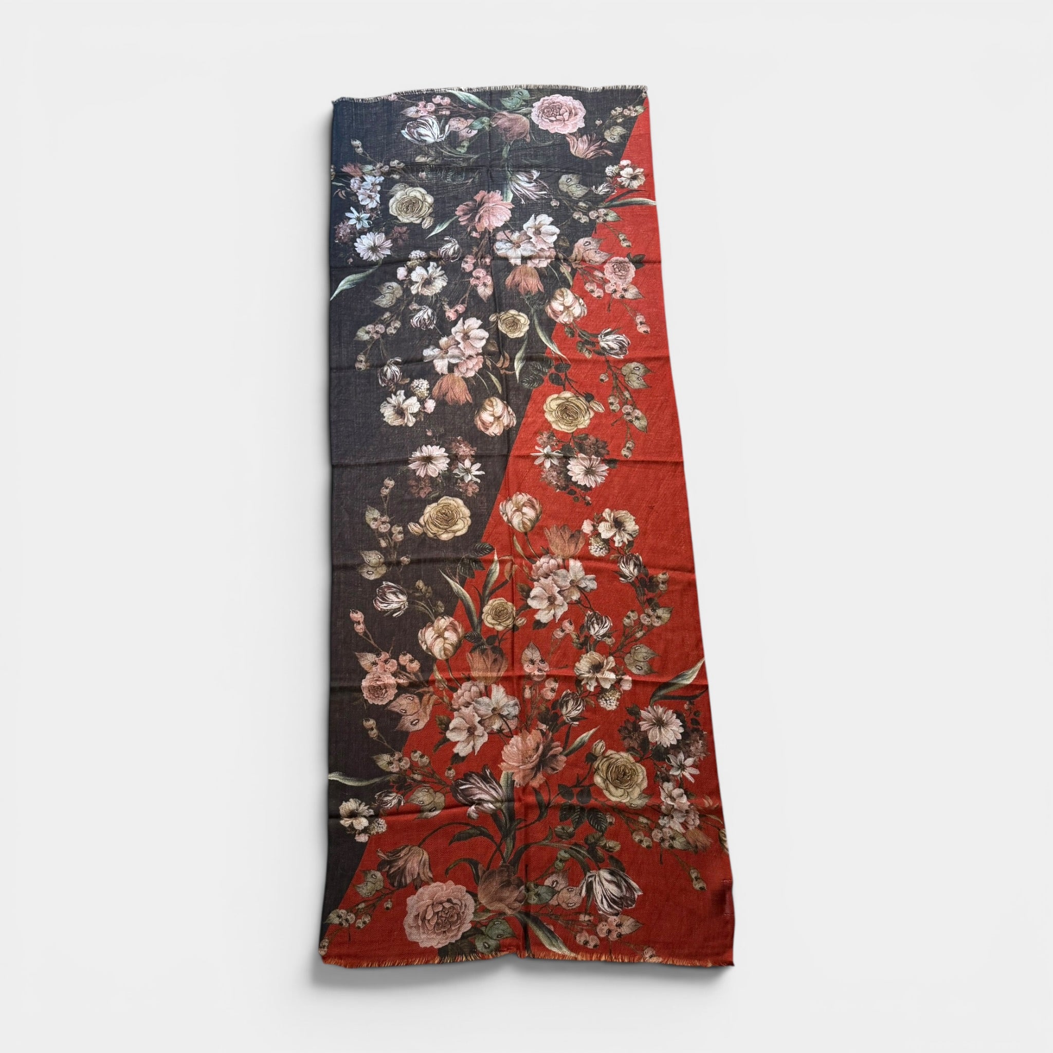 Sciarpa Stola Da Donna In Tessuto Sottile Di Pura Lana Merinos  70x180 cm - Rose
