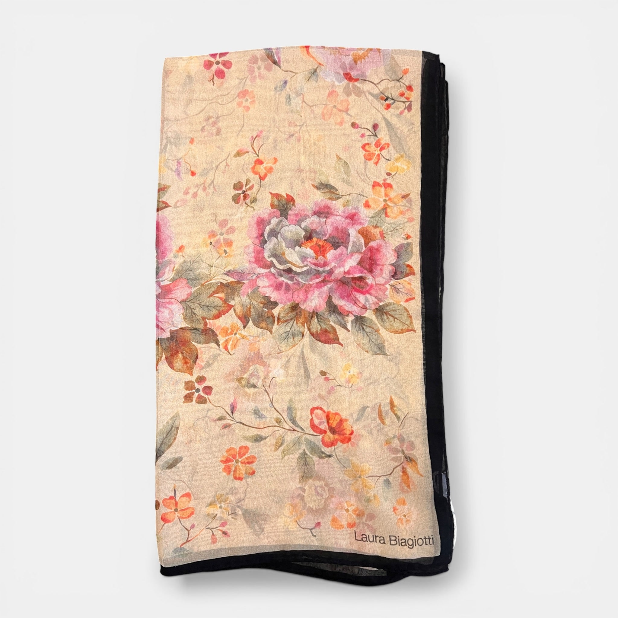 Sciarpa in Pura Seta Georgette Motivo Floreale 45x160 cm