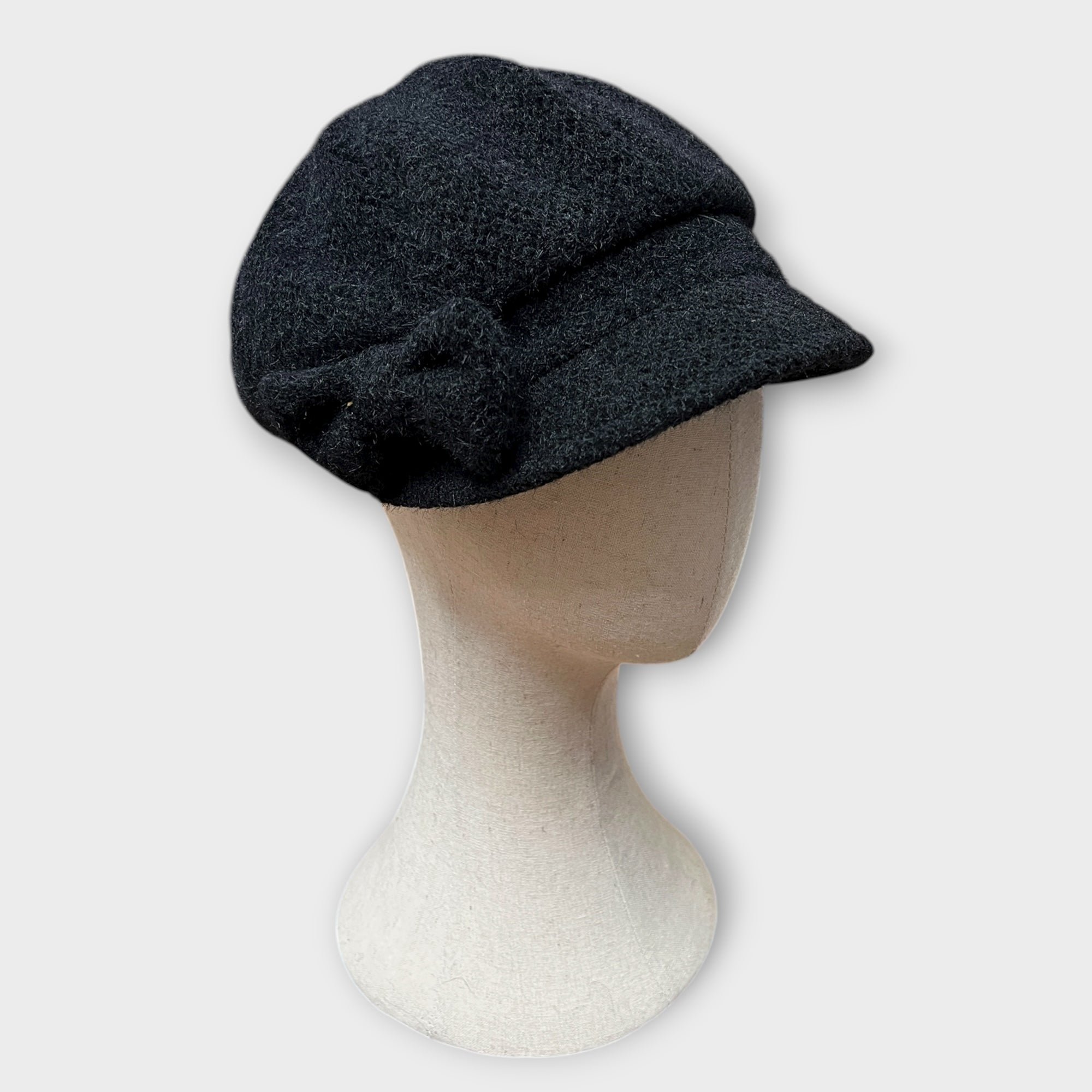 Berretto Donna In Pile Senza Lana Con Visiera E Fiocco