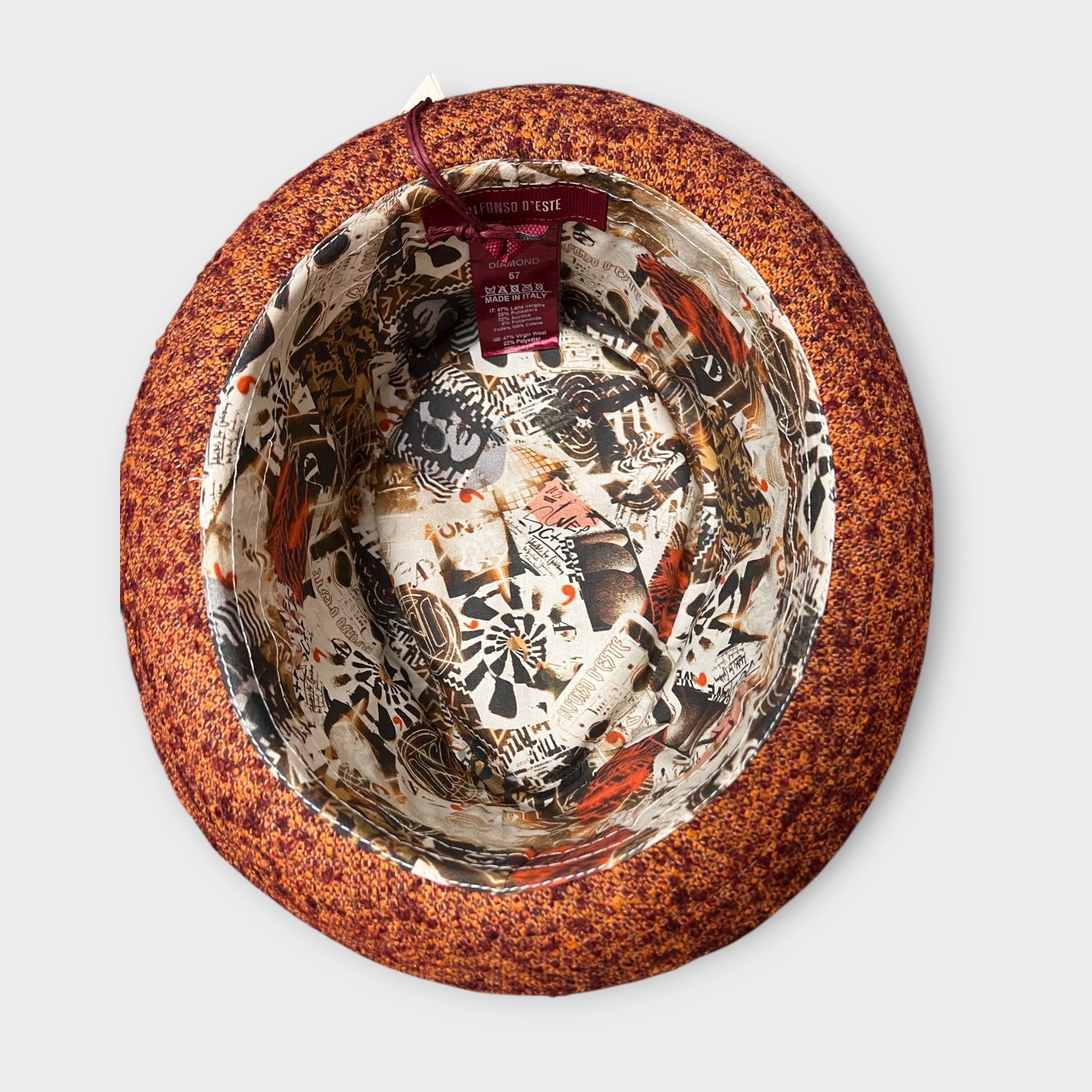 Cappello Uomo Diamante Pork Pie In Tessuto