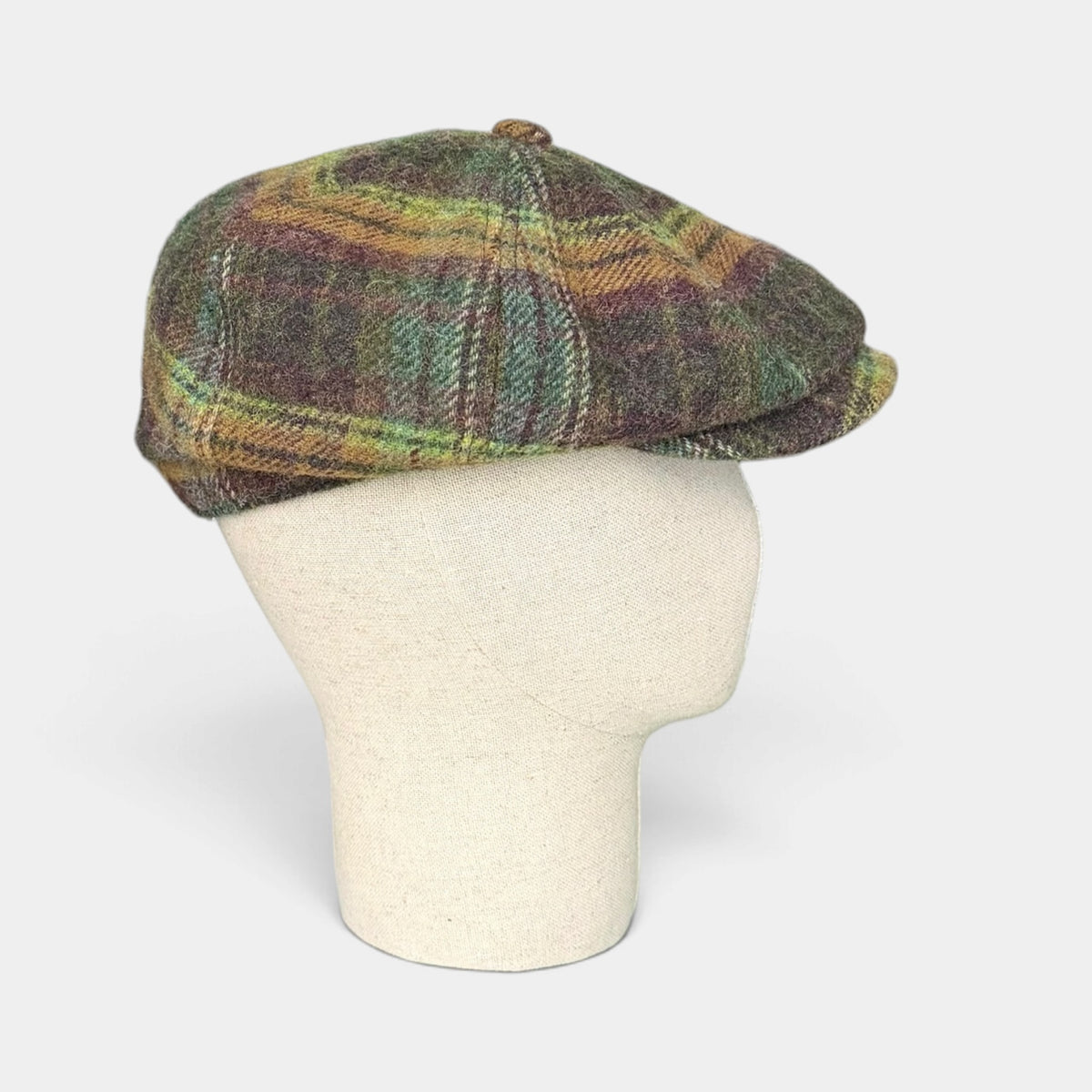 Coppola Irlandese Stetson Invernale Modello Hatteras In Lana Vergine- Scozzese Verde-Marrone
