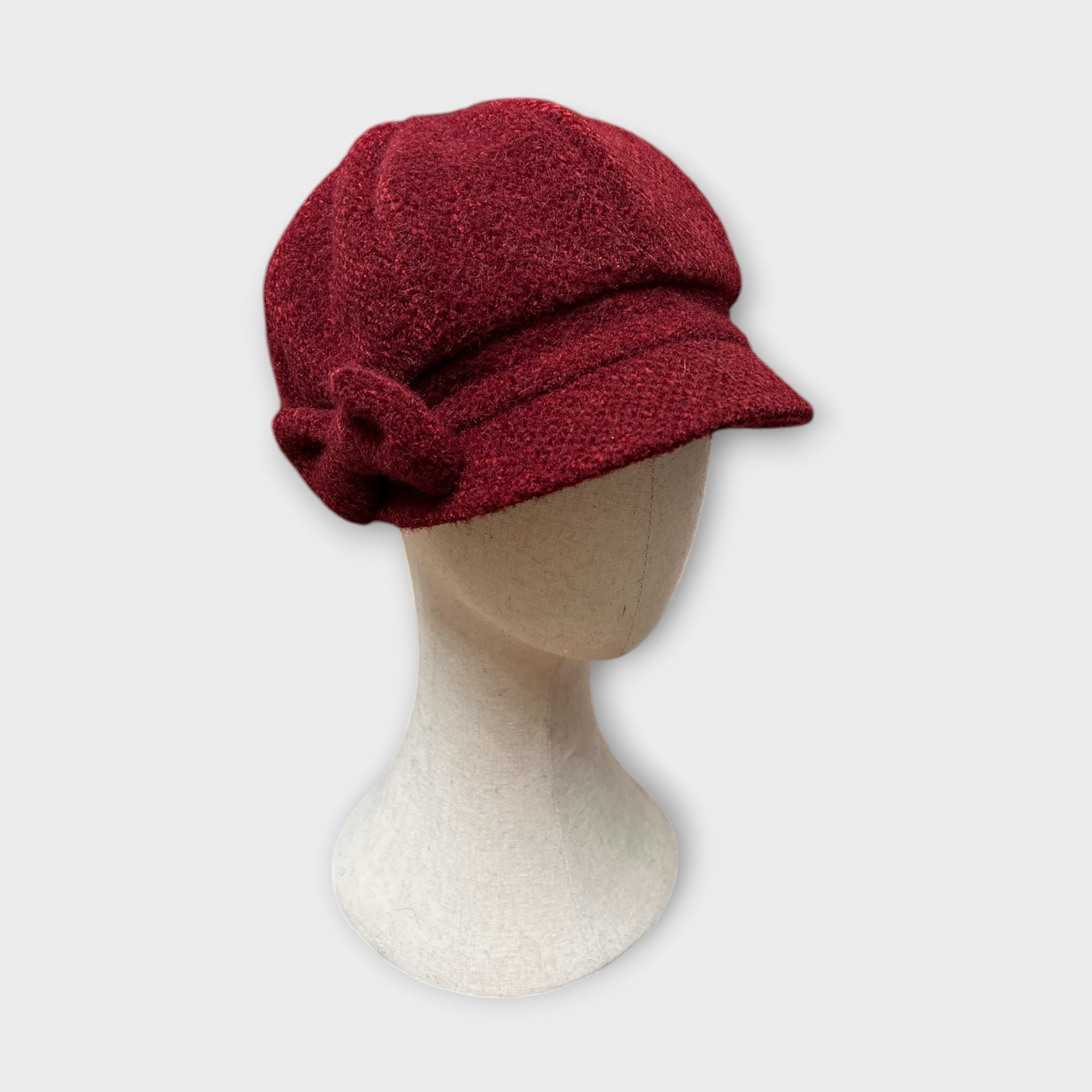 Berretto Donna In Pile Senza Lana Con Visiera E Fiocco