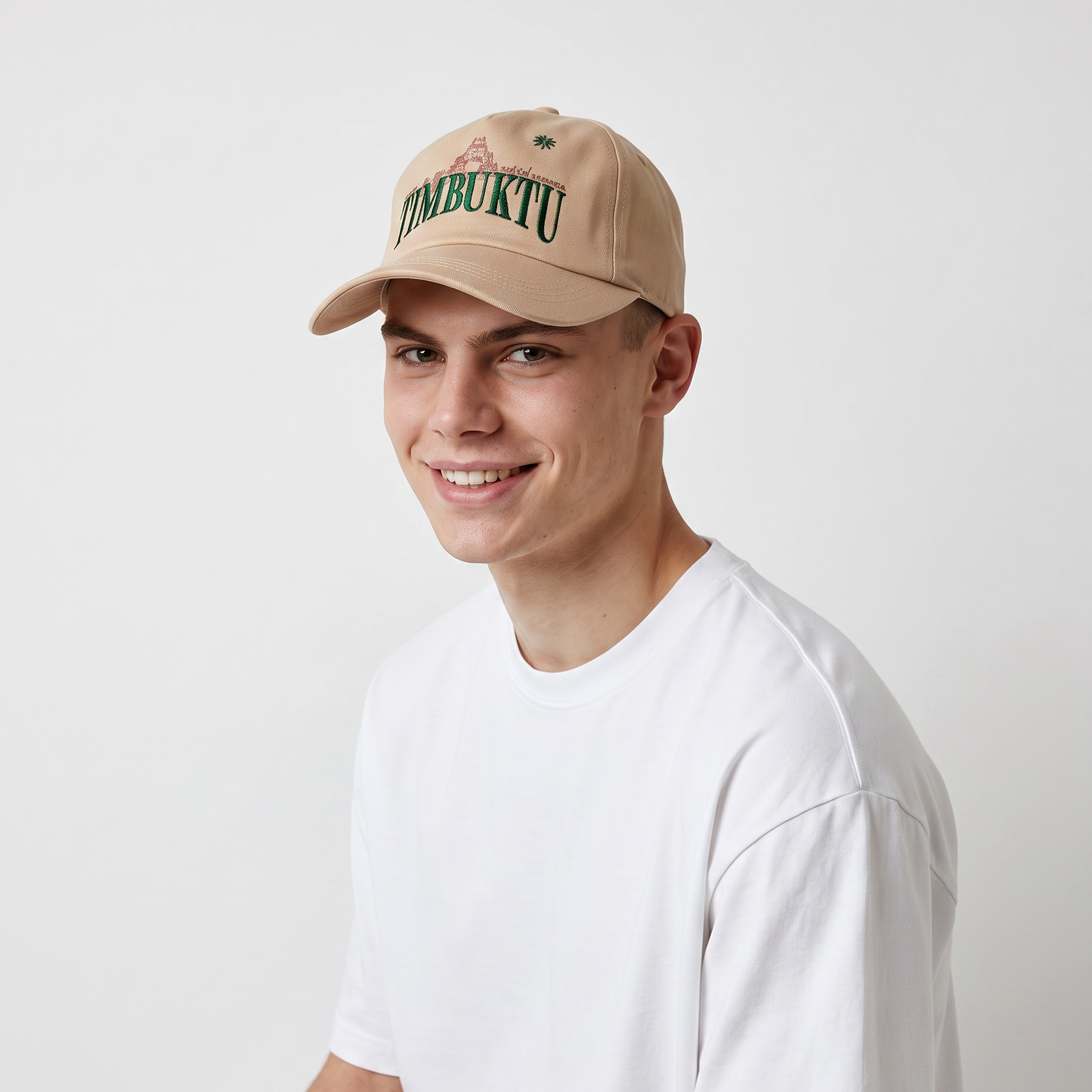 Cappellino Baseball In Cotone Beige Con Ricamo "Timbuktu"  - Visit